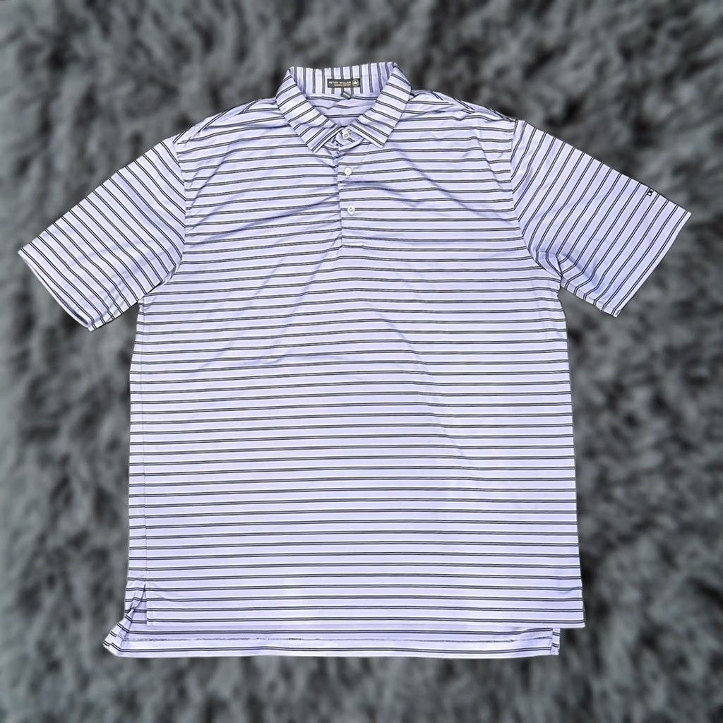 Peter Millar Peter Millar Summer Comfort Striped Desert Springs Golf Polo XL Men Purple Stripes Size US XL / EU 56 / 4 - 1 Thumbnail