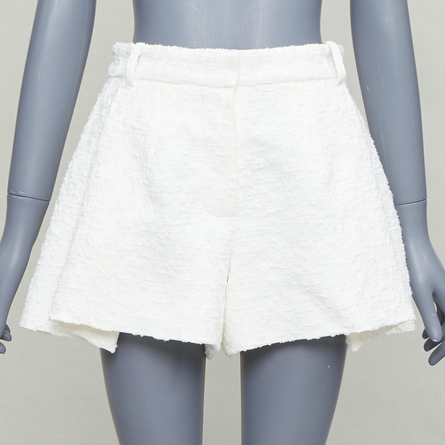 Other THE MANNEI cream floral cotton jacquard high waisted flare shorts IT36 XXS Size 25" / US 0 / IT 36 - 1 Thumbnail