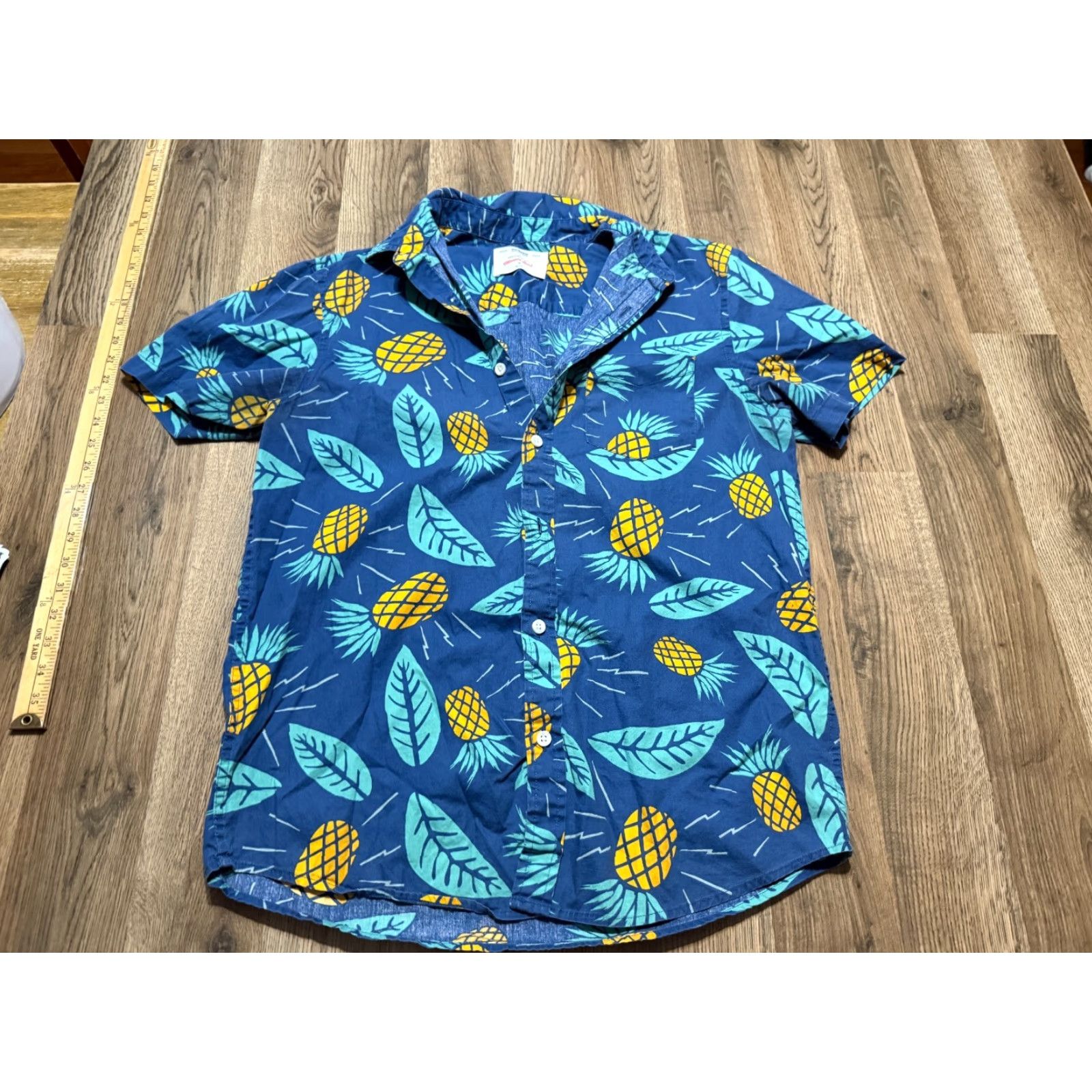 Vintage Urban Pipeline Shirt Men's Medium Blue Green Yellow Button Up Pineapples Size US M / EU 48-50 / 2 - 2 Thumbnail