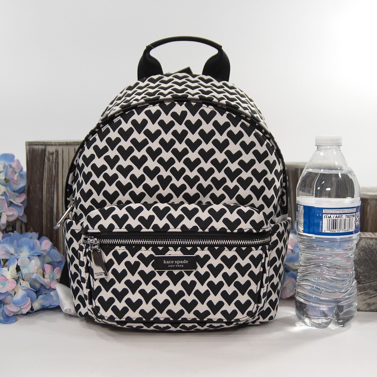 Kate Spade Kate Spade Sam Icon Black White Heart Nylon Jacquard Small B Size ONE SIZE - 1 Thumbnail