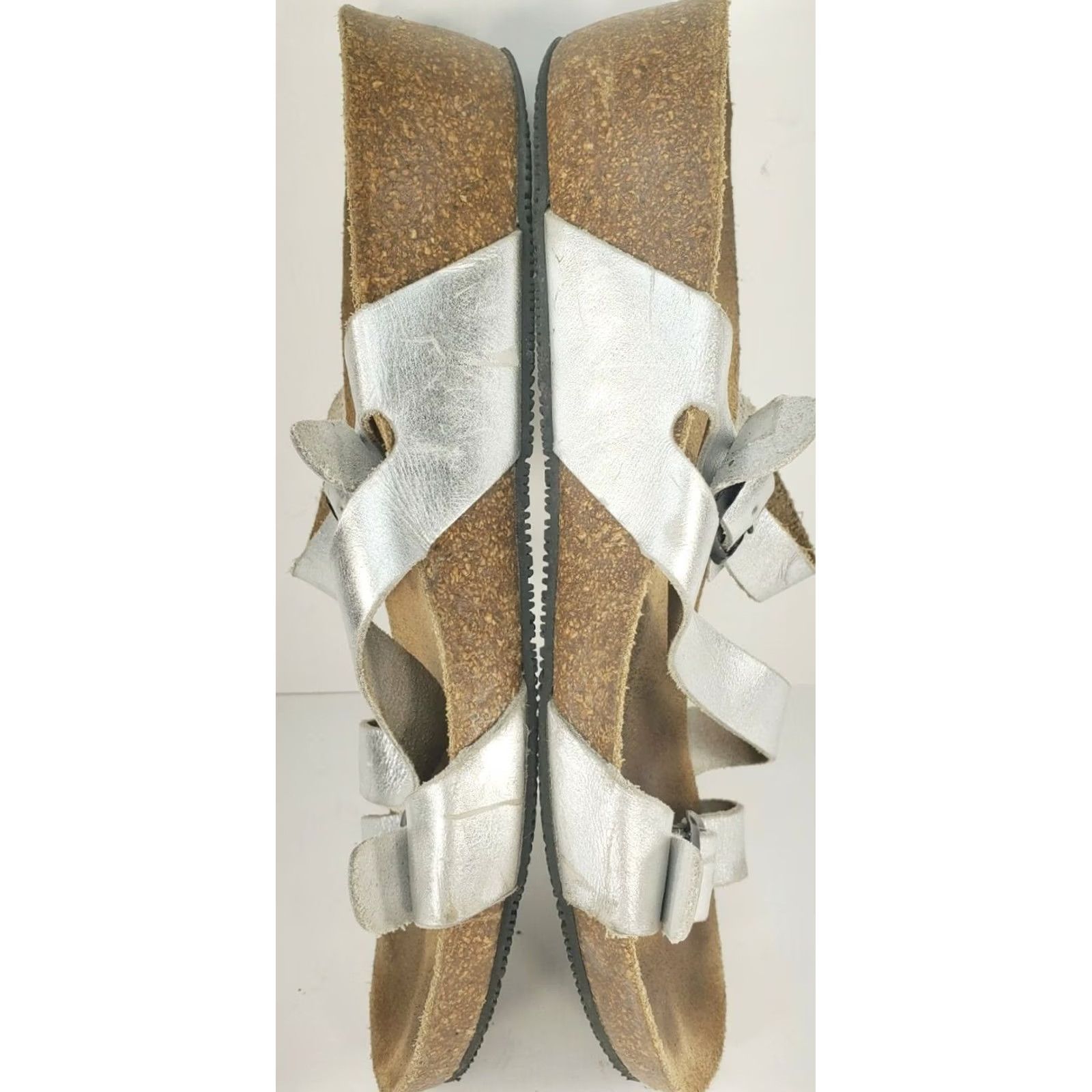 Vintage Lola Sabbia by Eric Michael BECKY Women's Leather Comfort Sandals Slide Size 8.5 EU 39 Silver Buckle Casual Comfort Shoes Size US 10 / IT 40 - 7 Thumbnail