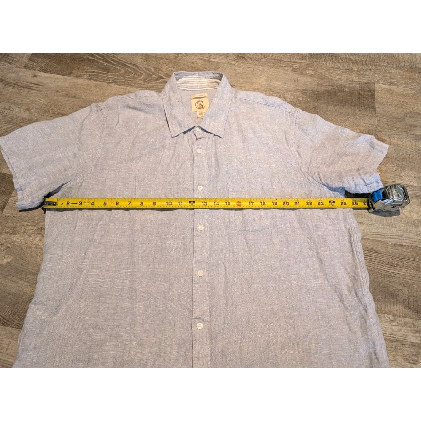 Panama Jack Panama Jack Linen Short Sleeve Button-Up Shirt XXL Blue Mens Size US XXL / EU 58 / 5 - 4 Thumbnail