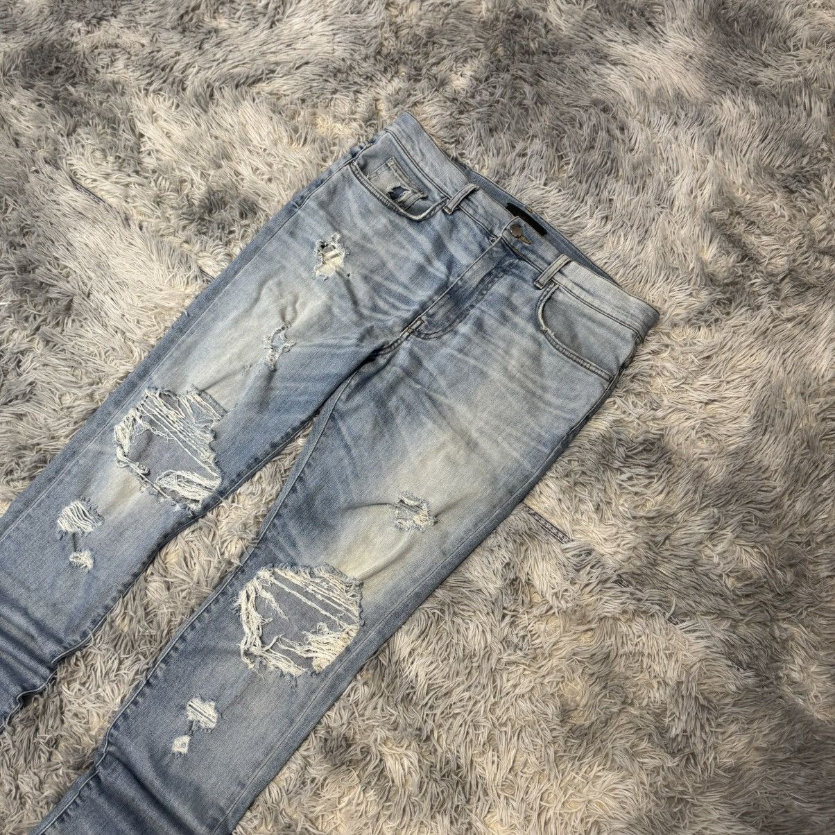 Amiri Amiri Distressed Skinny Denim Jeans - Light Blue Size US 36 / EU 52 - 2 Thumbnail