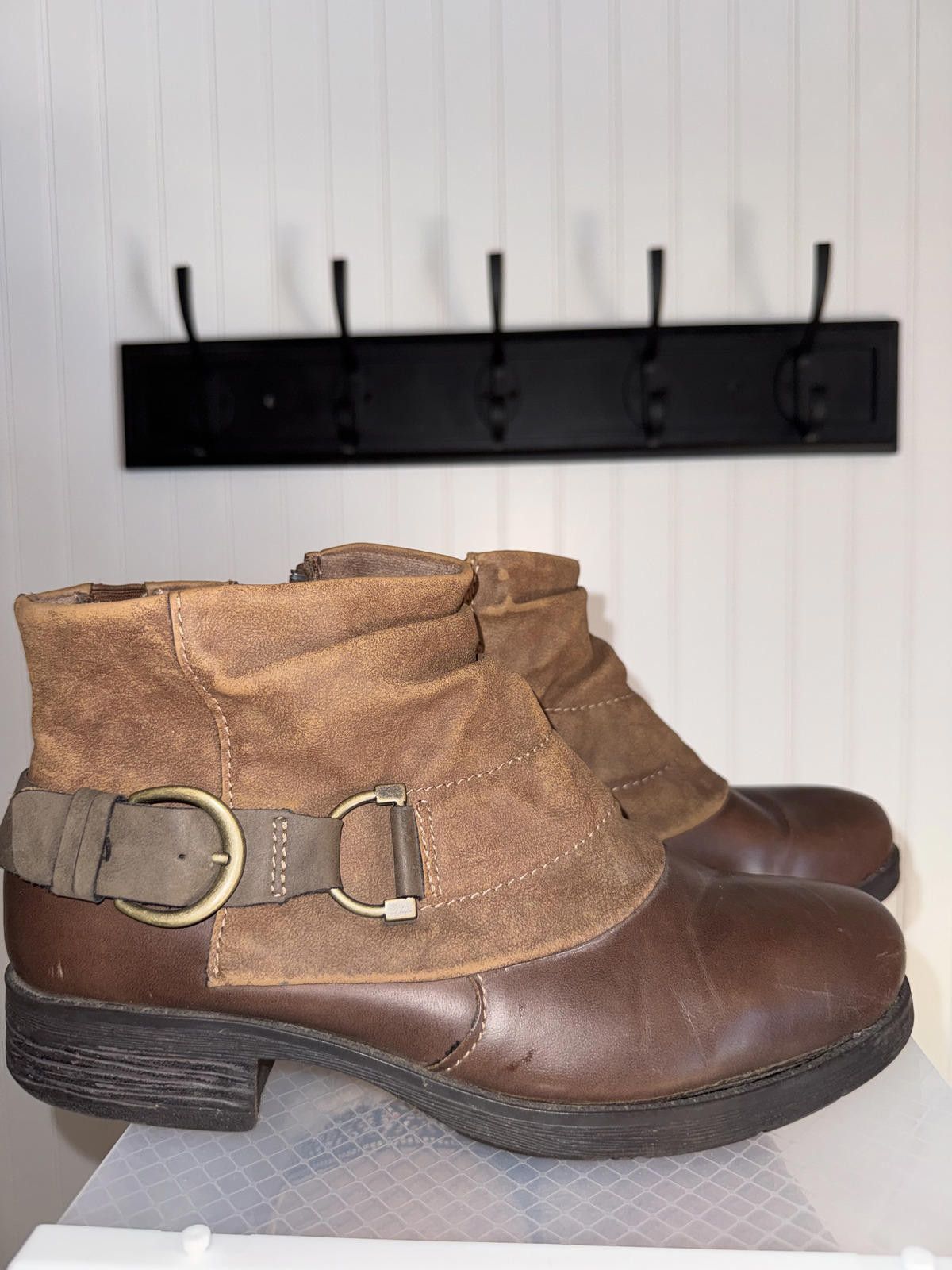 Other Earth Origins Brown Two-Tone Ankle Boots with Buckle Detail Size US 10.5 / IT 40.5 - 2 Thumbnail