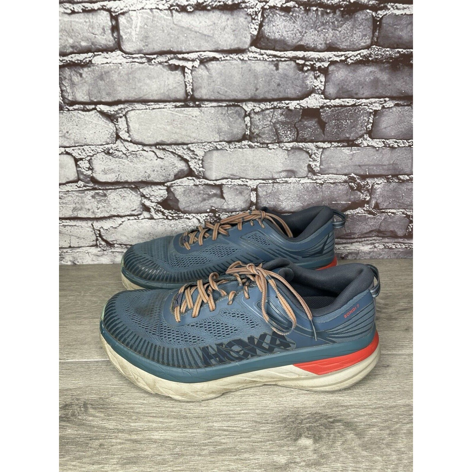 Hoka Hoka One One Bondi 7 110518 RTOS Blue Synthetic Running Shoe Size US 10.5 / EU 43-44 - 5 Thumbnail