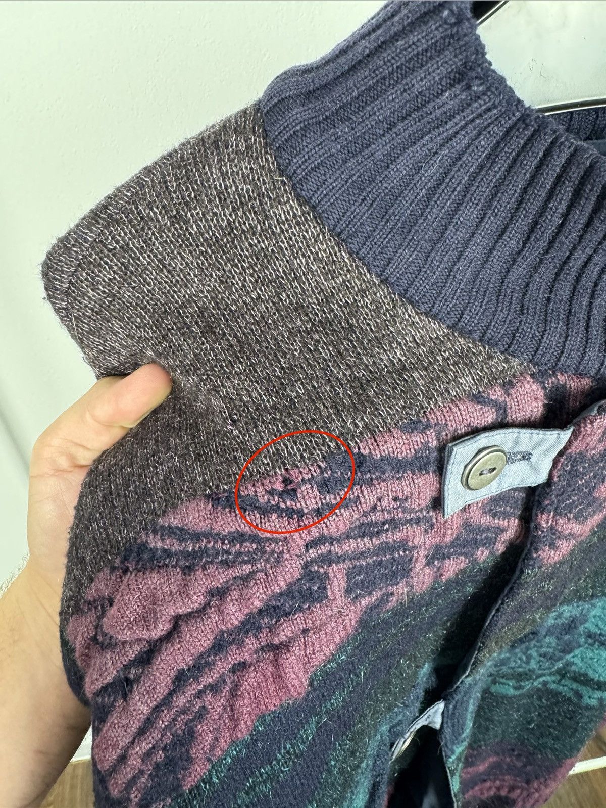 Other Vintage Abstract Pattern Knit Bomber Jacket Wool Blend 50 Size US XL / EU 56 / 4 - 6 Thumbnail