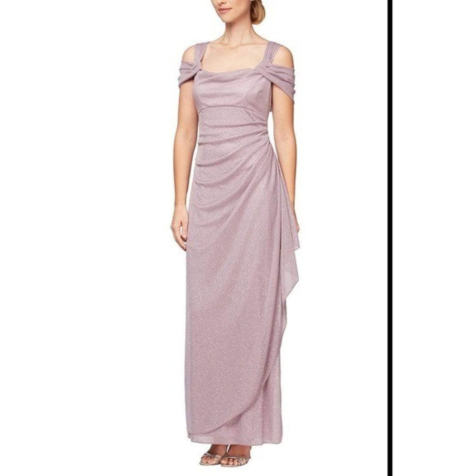 Alex Evenings Alex Evenings Mauve Sparkle Ruched Off Shoulder Gown 16 Size XXL / US 16-18 / IT 52-54 - 1 Thumbnail