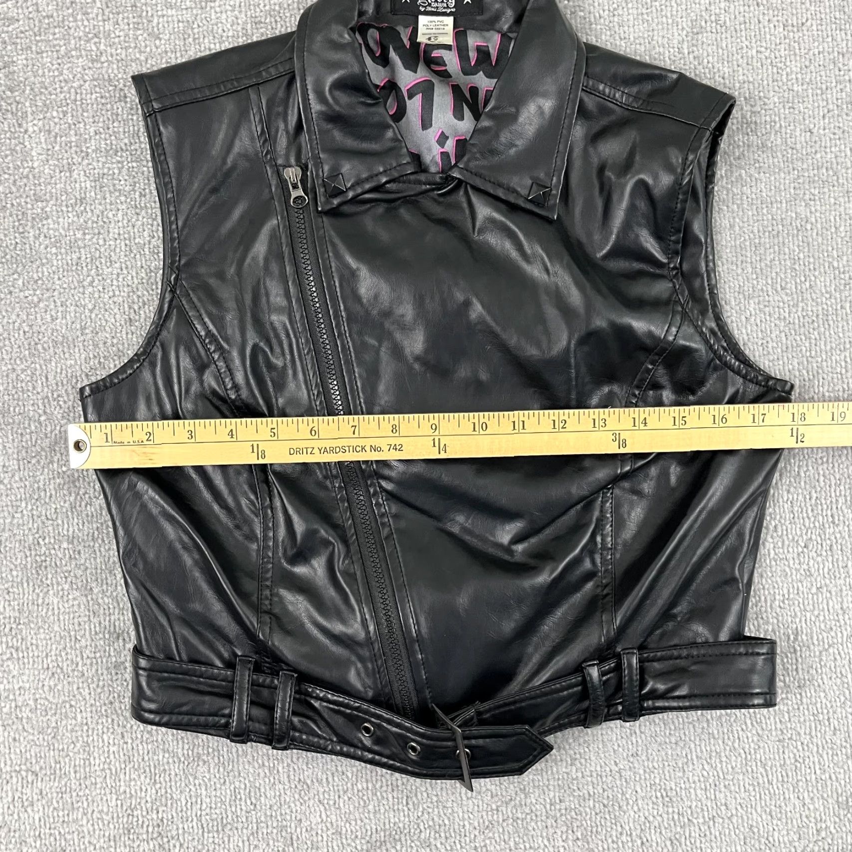 Vintage Abbey Dawn by Avril Lavigne Jacket Large Juniors 100% PVC Poly Leather Zip Moto Size L / US 10 / IT 46 - 5 Thumbnail