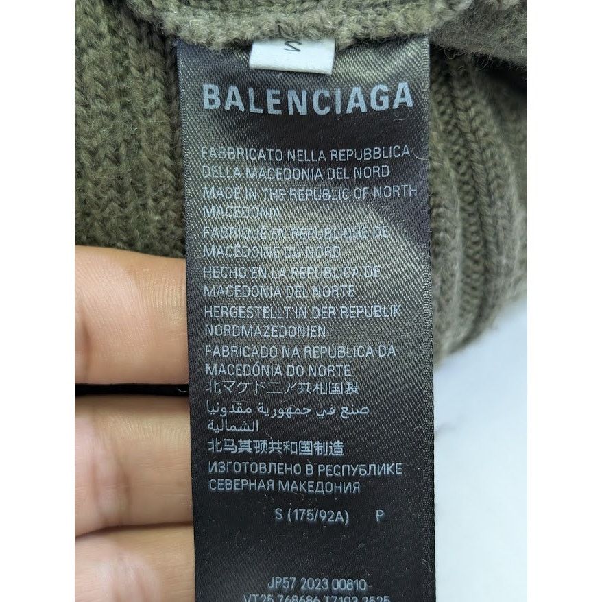 Balenciaga o1rshd1 Wool Uncycled Socks Jumper Knitwear in Khaki Size US S / EU 44-46 / 1 - 17 Thumbnail
