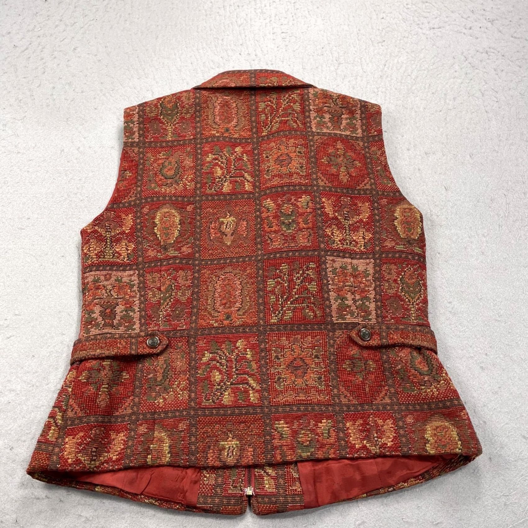 The Territory Ahead The Territory Ahead Vest Womens 12 Red Tapestry Floral Zip Lined Boho Classic Size XL / US 12-14 / IT 48-50 - 6 Thumbnail