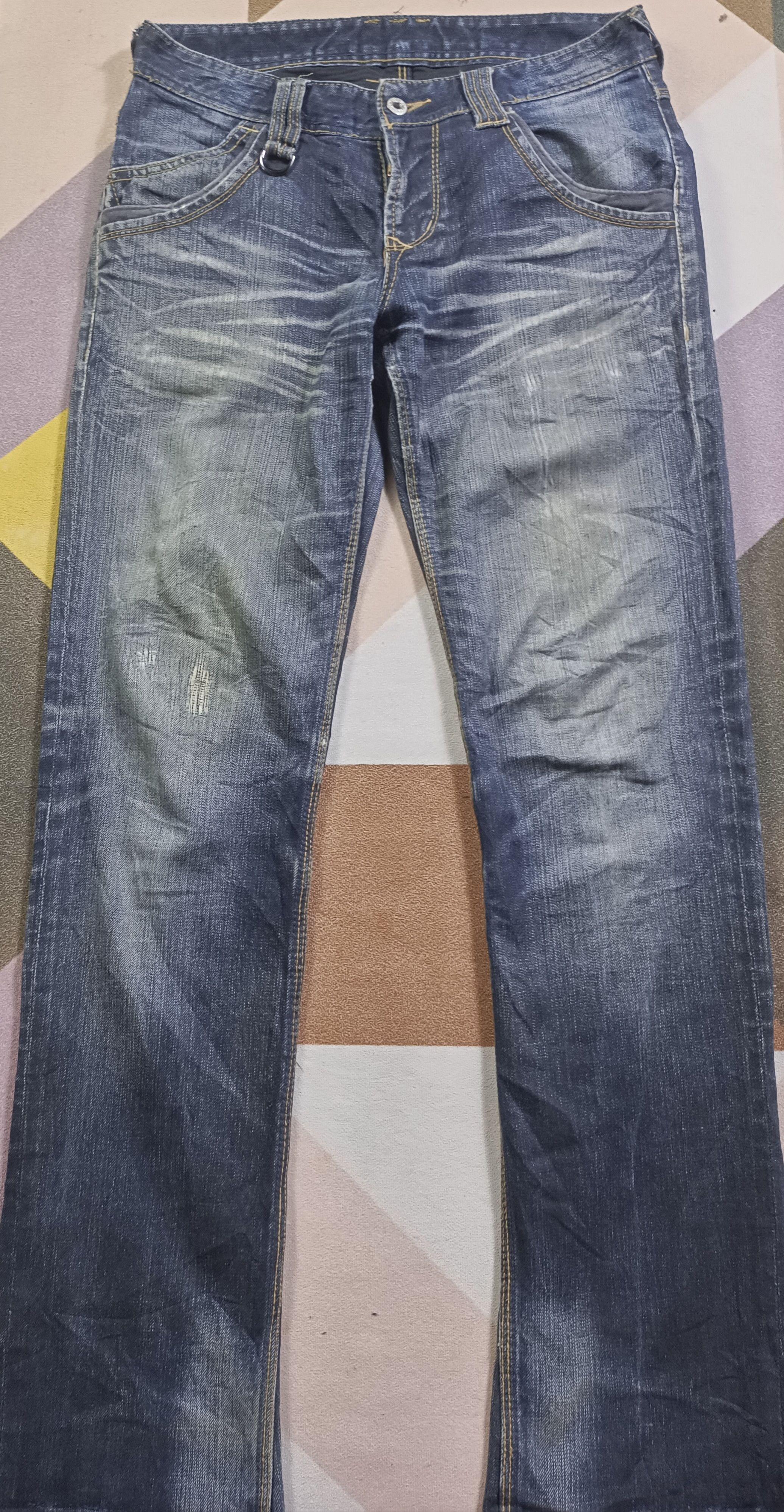 Japanese Brand HideAways Flare INDIGO Distressed Jeans Size US 32 / EU 48 - 3 Thumbnail