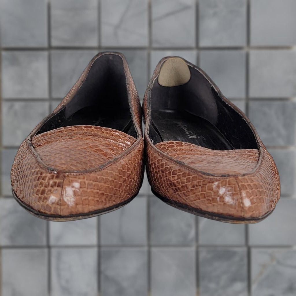 Vintage Cities Brown Snake Leather Dress Shoe Slip-on Heel Women's 5.5 M Pump Block Heel 90s Y2K Leather Brazil Shoes Size M / US 6-8 / IT 42-44 - 1 Thumbnail