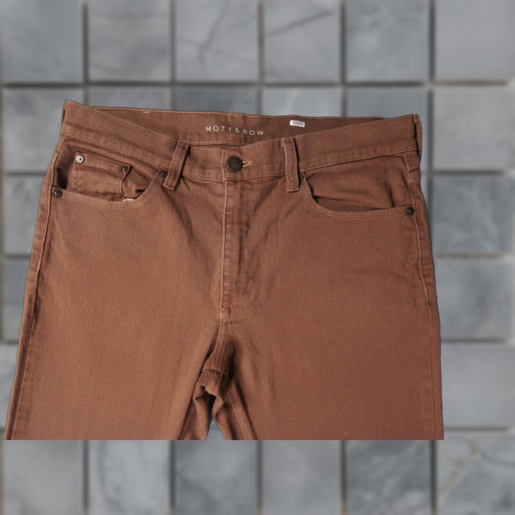 Mott & Bow Mott & Bow Jeans Mens 32x28 Brown Mercer Slim Stretch Twill Casual Jeans Pants Regular Straight Size US 32 / EU 48 - 1 Thumbnail