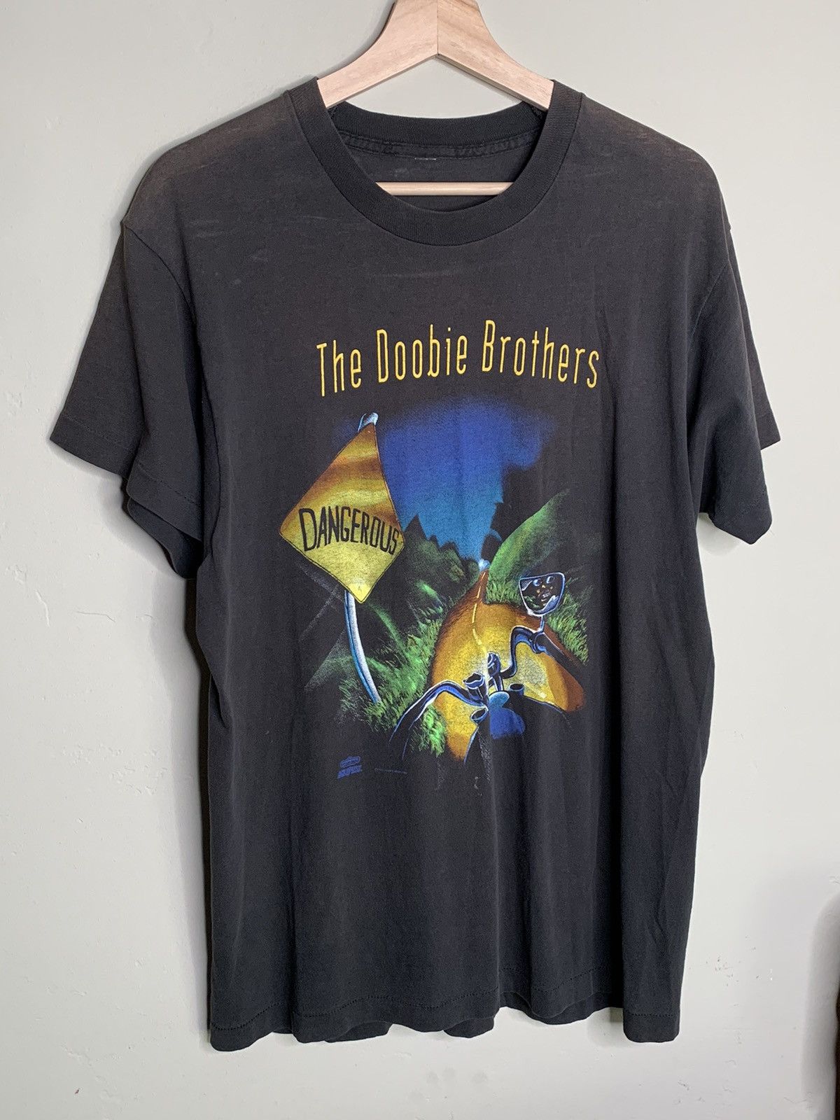 image of Band Tees Vintage 1991 Doobie Brothers Brotherhood Tour T-Shirt in Black, Men's (Size XL)