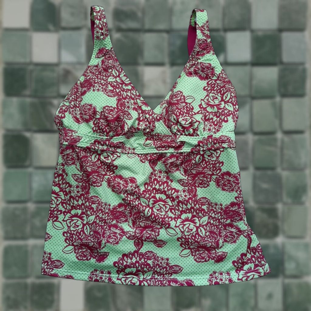 Vintage TITLE NINE Tankini Womens S Bathing Suit Swim Top Black Floral Swim Suit Top Women S Tankini Size S / US 4 / IT 40 - 1 Thumbnail