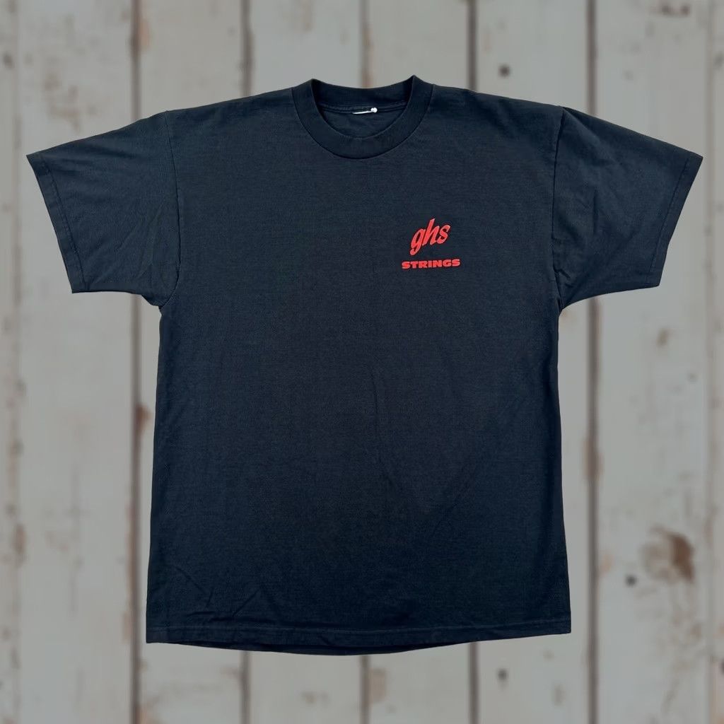 Vintage VINTAGE GHS STRINGS Boomers Guitar And Bass Strings Mens Large Black T Shirt 90s Size US L / EU 52-54 / 3 - 1 Thumbnail