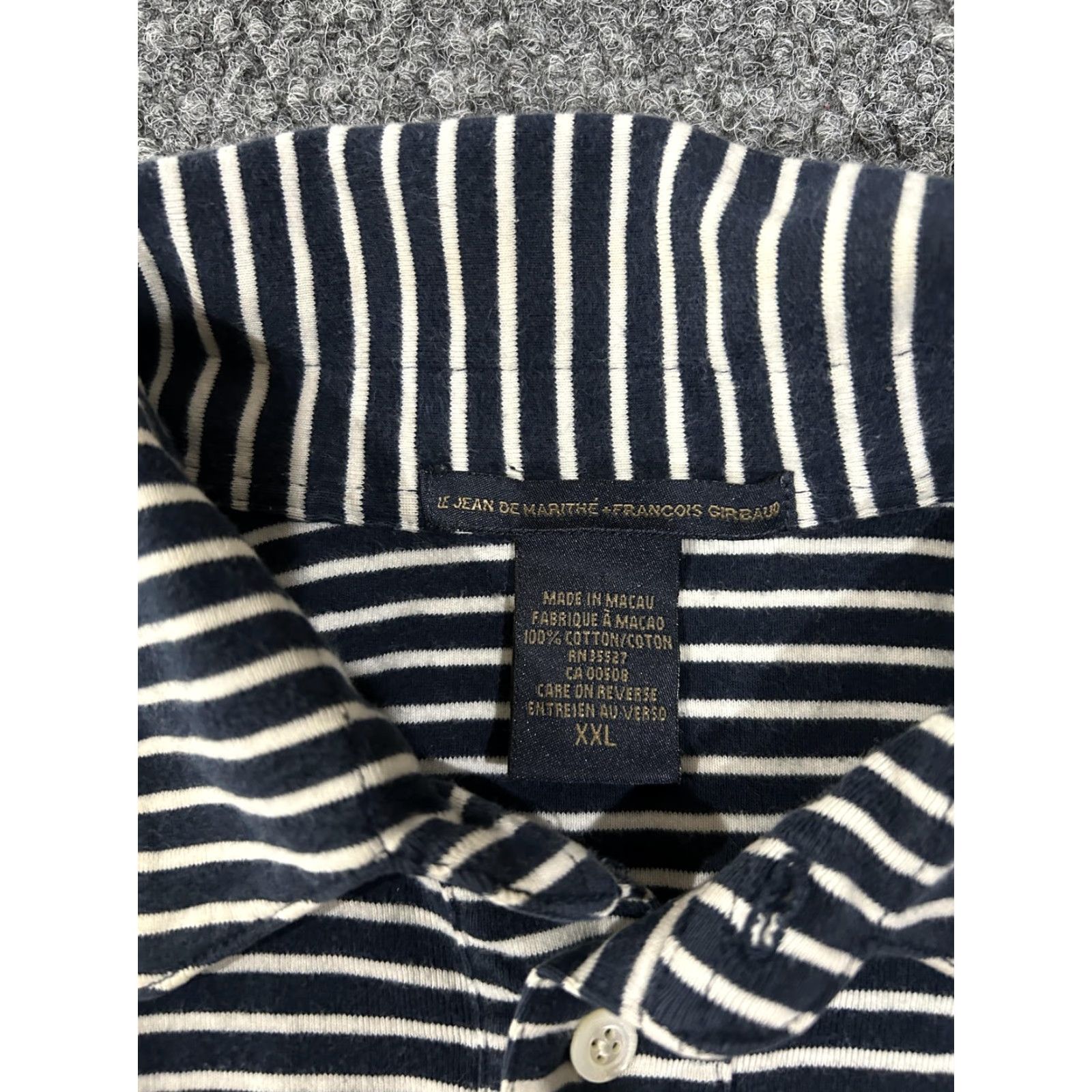 Vintage Le Jean de Marithé + François Girbaud Polo Shirt Mens 2XL Blue Striped Cotton Shirt Size US XXL / EU 58 / 5 - 5 Thumbnail