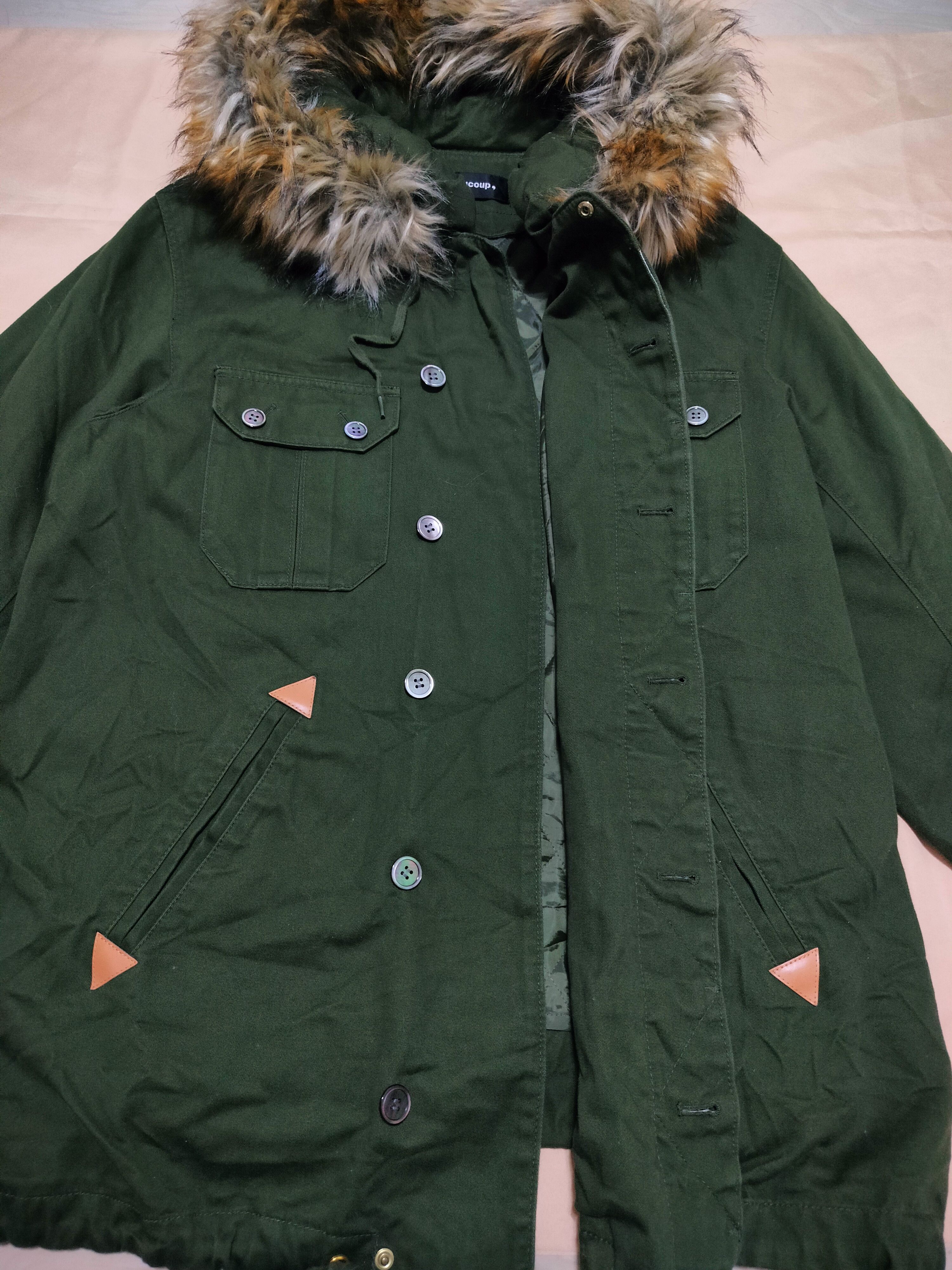 Issey Miyake Mercibeaucoup Green Parka Jacket with Fur Size US L / EU 52-54 / 3 - 5 Thumbnail