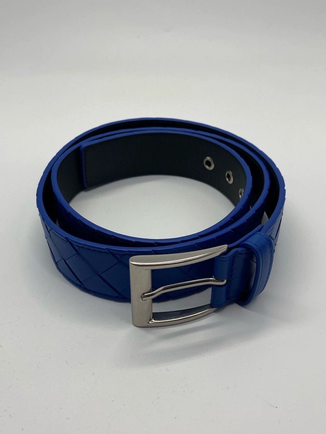 Bottega Veneta Woven Leather Belt in Blue