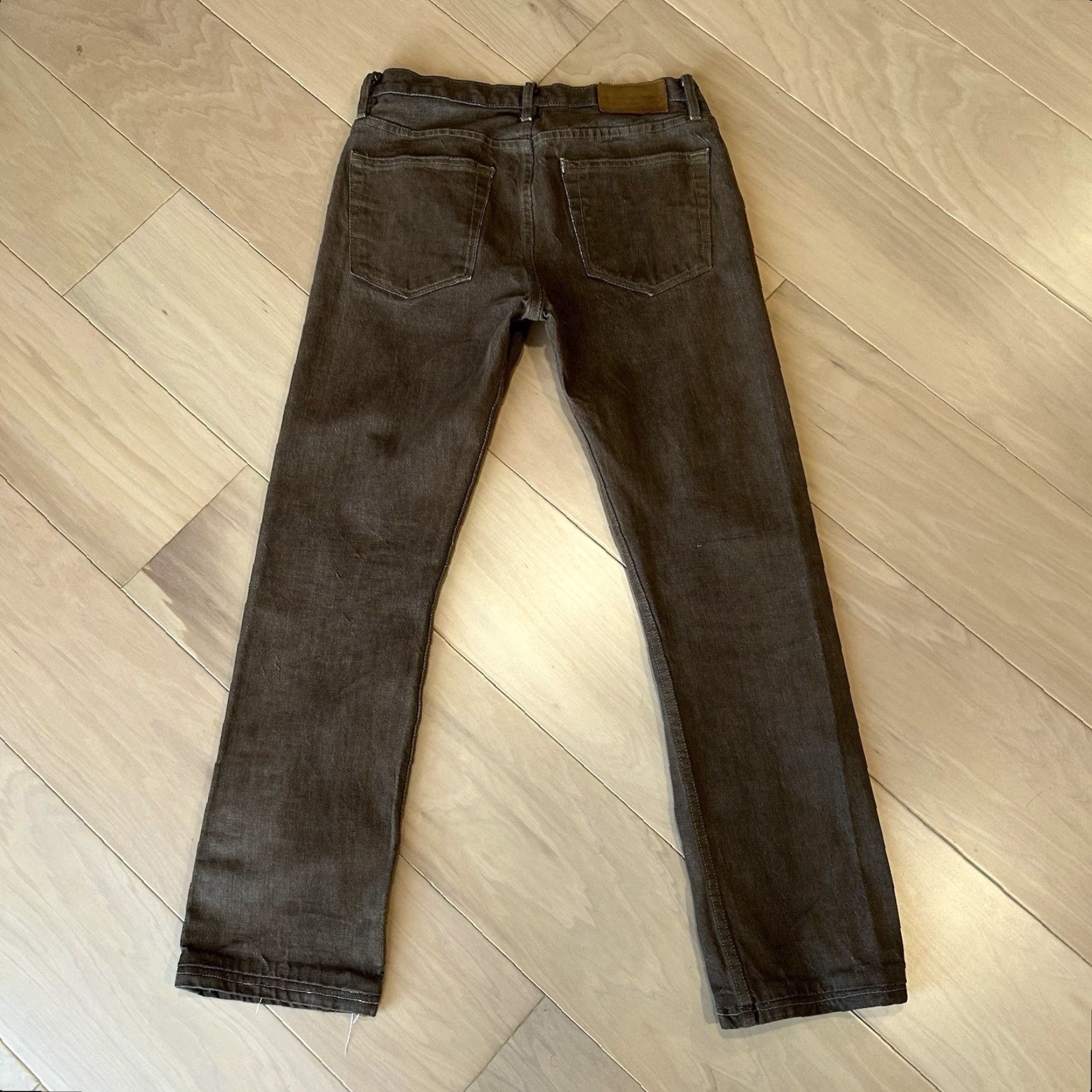 Denime RPM West Selvedge Denim Jeans Men’s 30x29 Slim Low Rise Dark Brown 5-Pocket Button Closure United States Vintage Style Streetwear 30 in Inseam Men Size US 30 / EU 46 - 2 Thumbnail