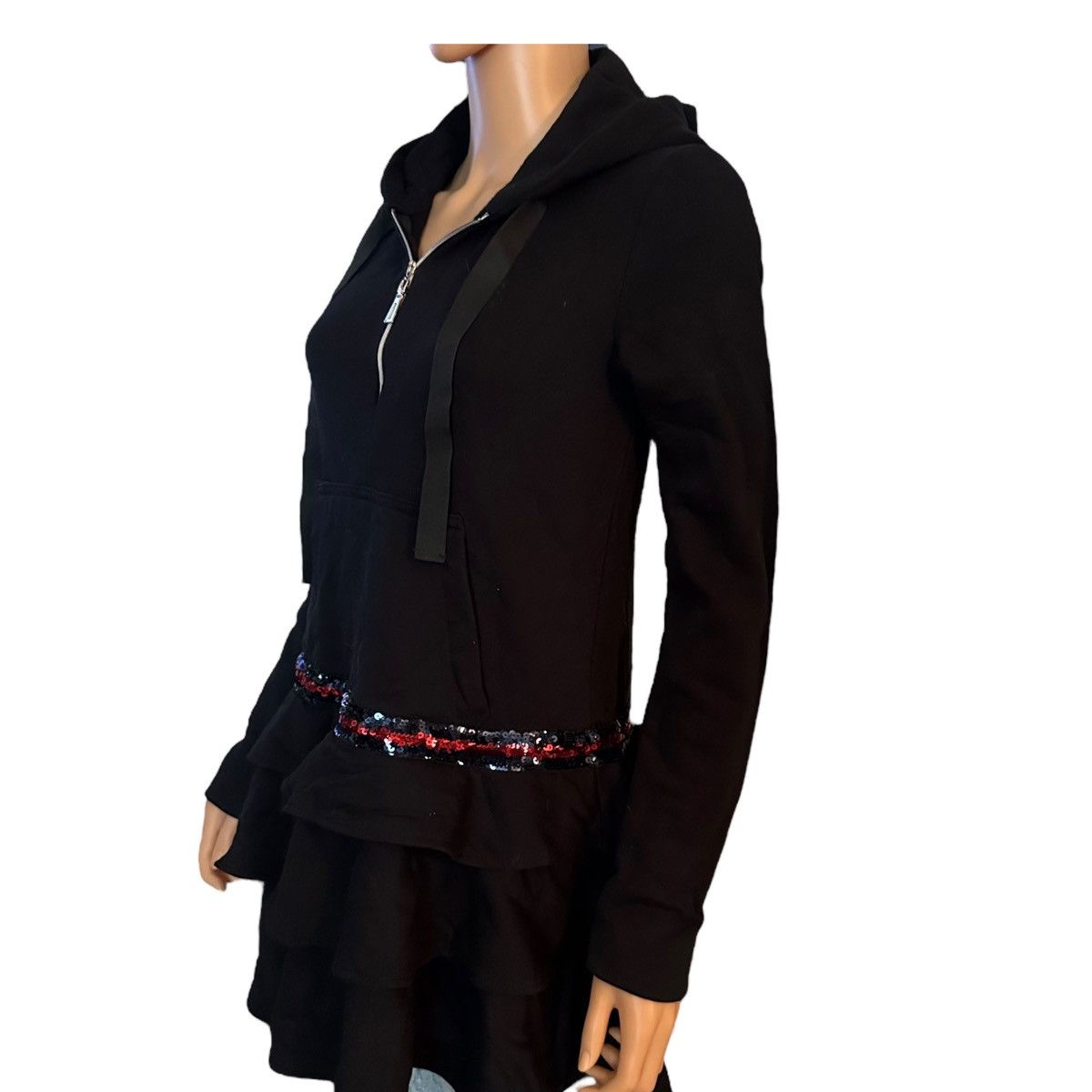 Other Cocomore ruffled sequin stripe hooded sweatshirt tunic/dress Size S / US 4 / IT 40 - 5 Thumbnail