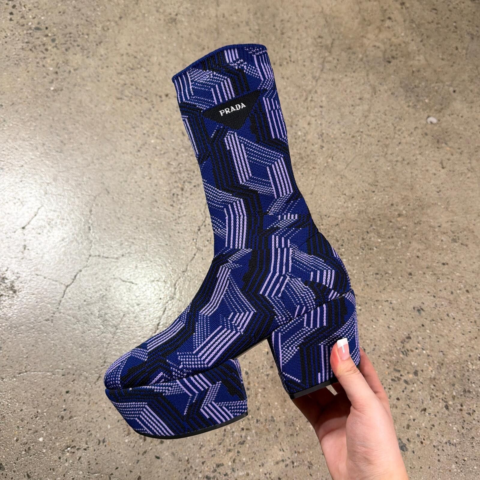 Prada Prada Argyle Knit Stretch Boots Size US 6 / EU 39 - 2 Thumbnail