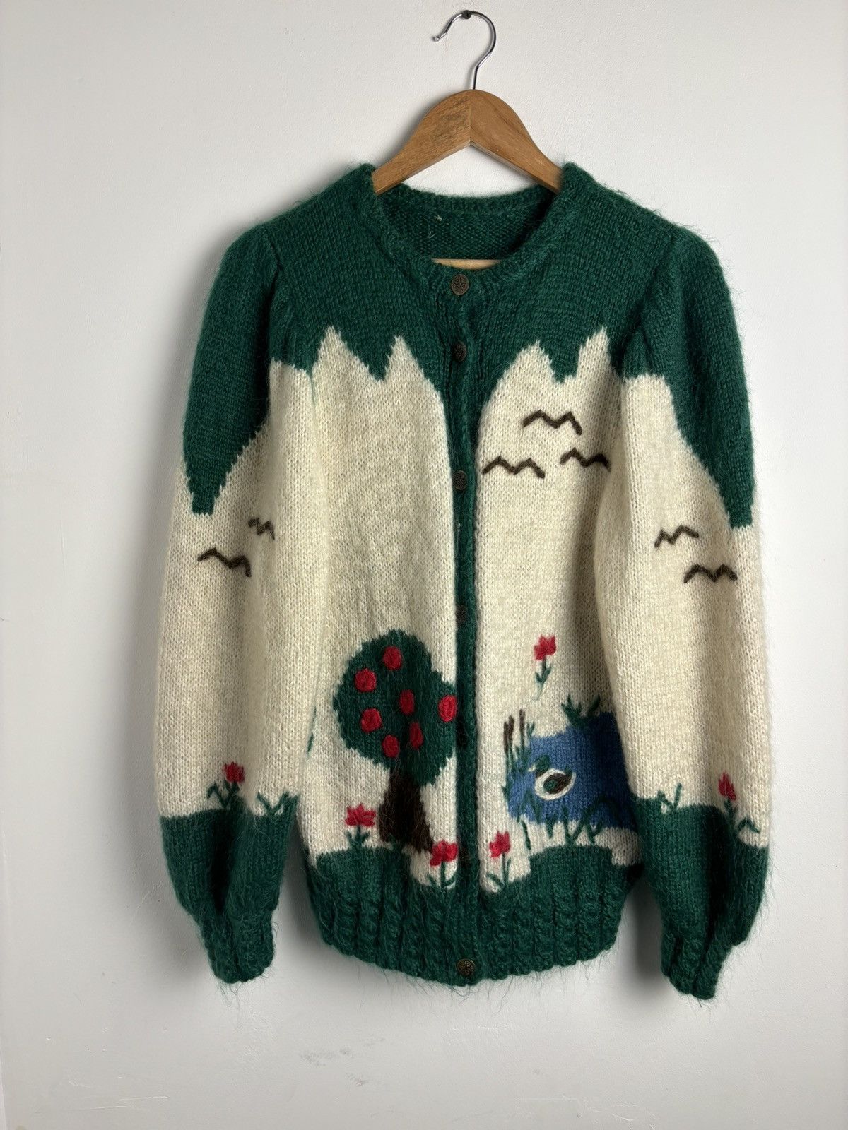 Handmade Vintage Mohair Pond Life Knitted Cardigan Size ONE SIZE - 13 Thumbnail