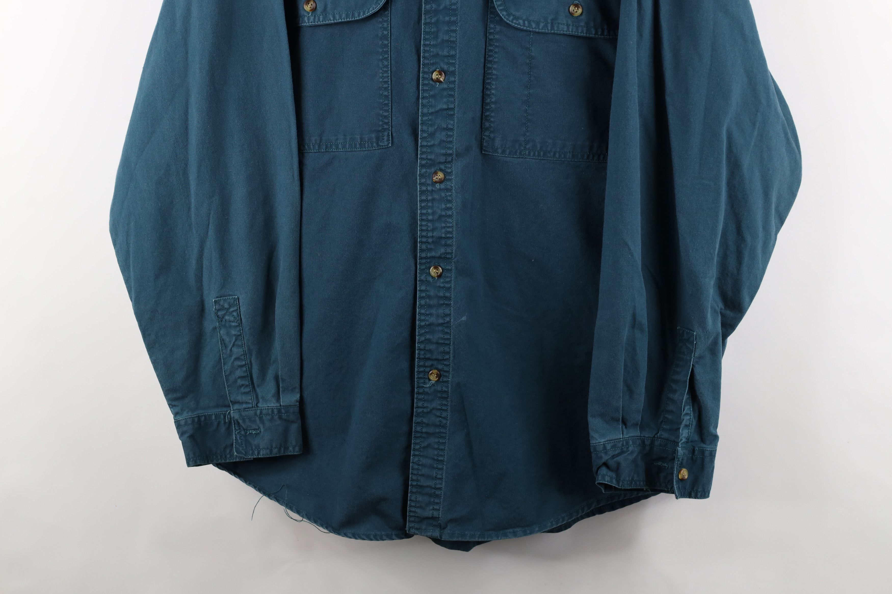 Vintage Vintage 90s Streetwear Canvas Collared Button Shirt Green Size US L / EU 52-54 / 3 - 3 Thumbnail