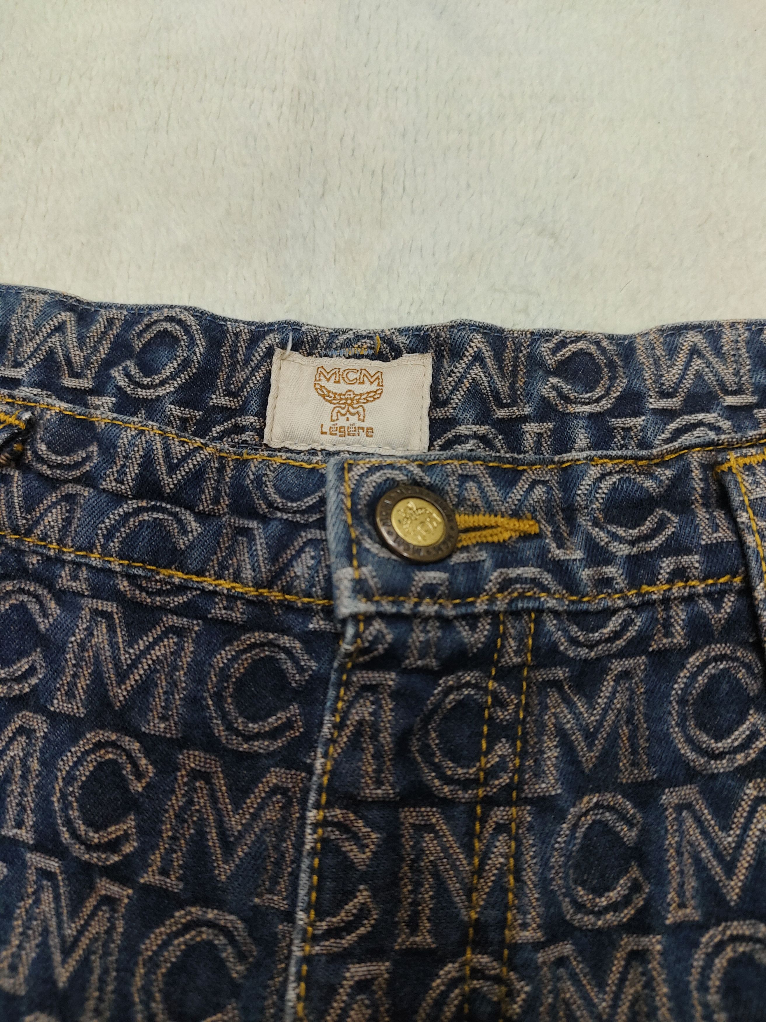 MCM 🔥Vtg MCM Legere Monogram Denim Short Size 28" / US 6 / IT 42 - 6 Thumbnail