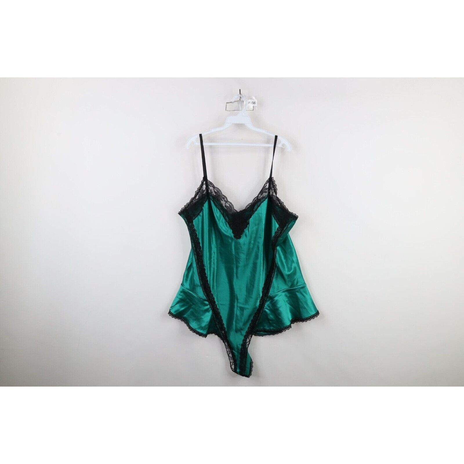 Vintage Vintage 90s Rockabilly Silky Satin Snap Crotch Lace Cami Size 4XL / US 24-26 - 1 Thumbnail