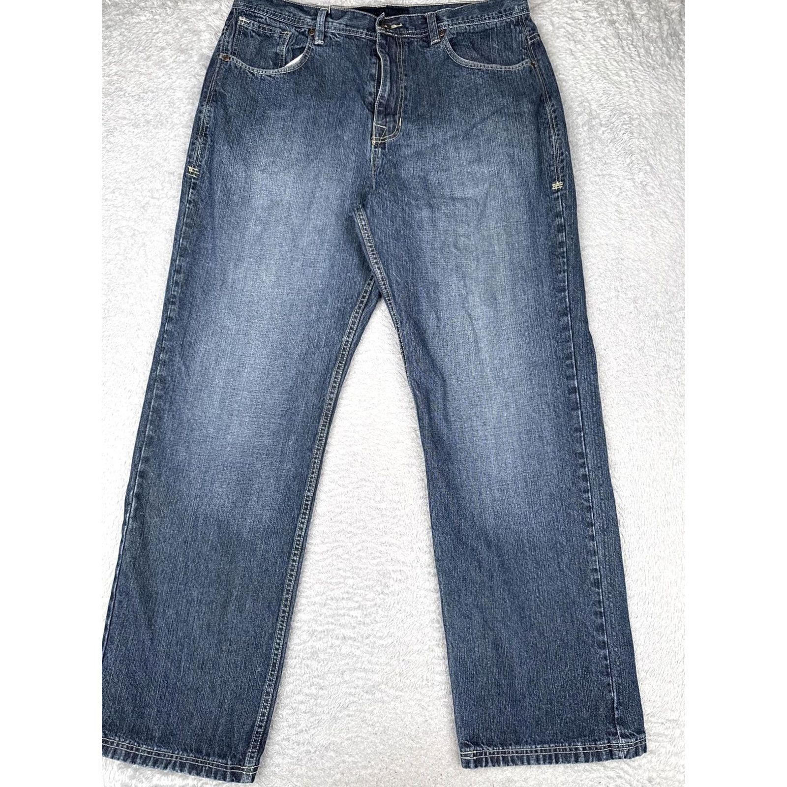 Phat Farm Phat Farm Jeans Mens 36x33 Blue Denim Eagle Graphic Back Pocket Streetwear Jeans Size US 36 / EU 52 - 2 Thumbnail