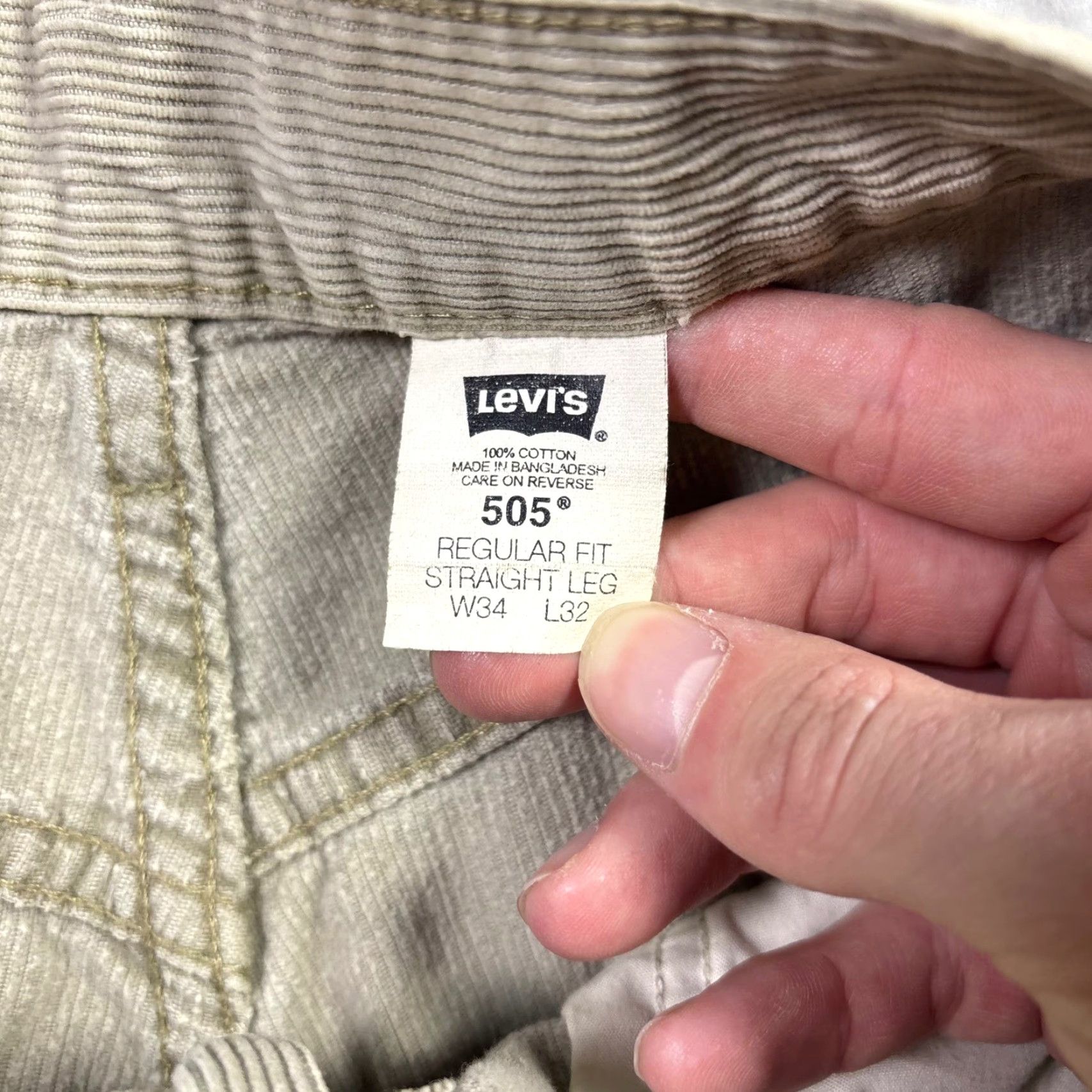 Vintage VINTAGE Levi Strauss 505 Corduroy Jeans Beige Straight Levi's 505 Mens Regular 32x30 Jeans Size US 32 / EU 48 - 6 Thumbnail