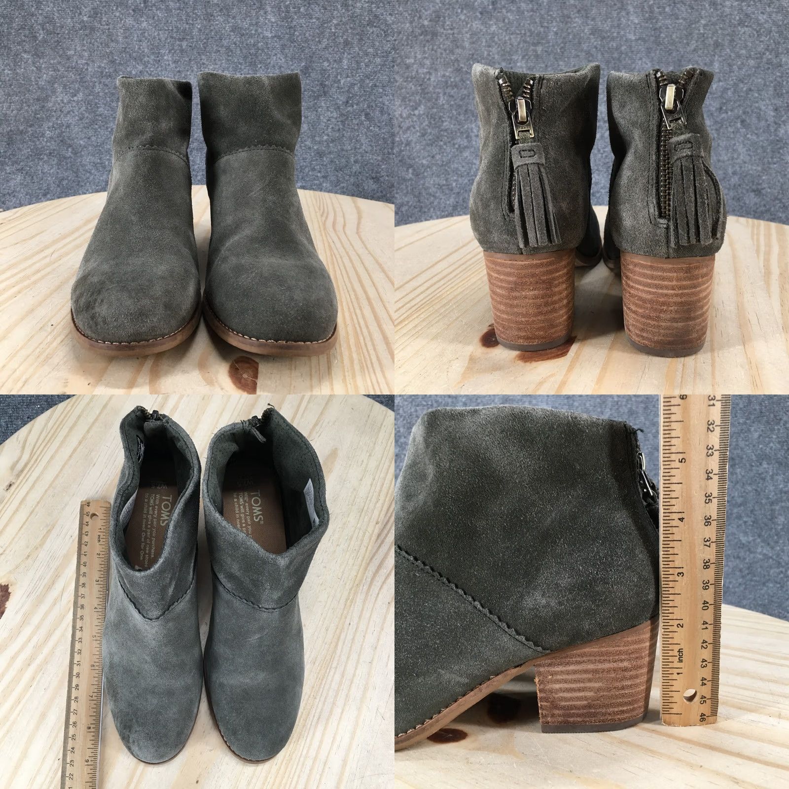 Toms Toms Boots Womens 7.5 Leila Ankle Bootie Green Comfort Round Toe Block Heel Mid 2-2.9in Suede Leather Lining Zip Casual Shoes Size US 8 / IT 38 - 8 Thumbnail