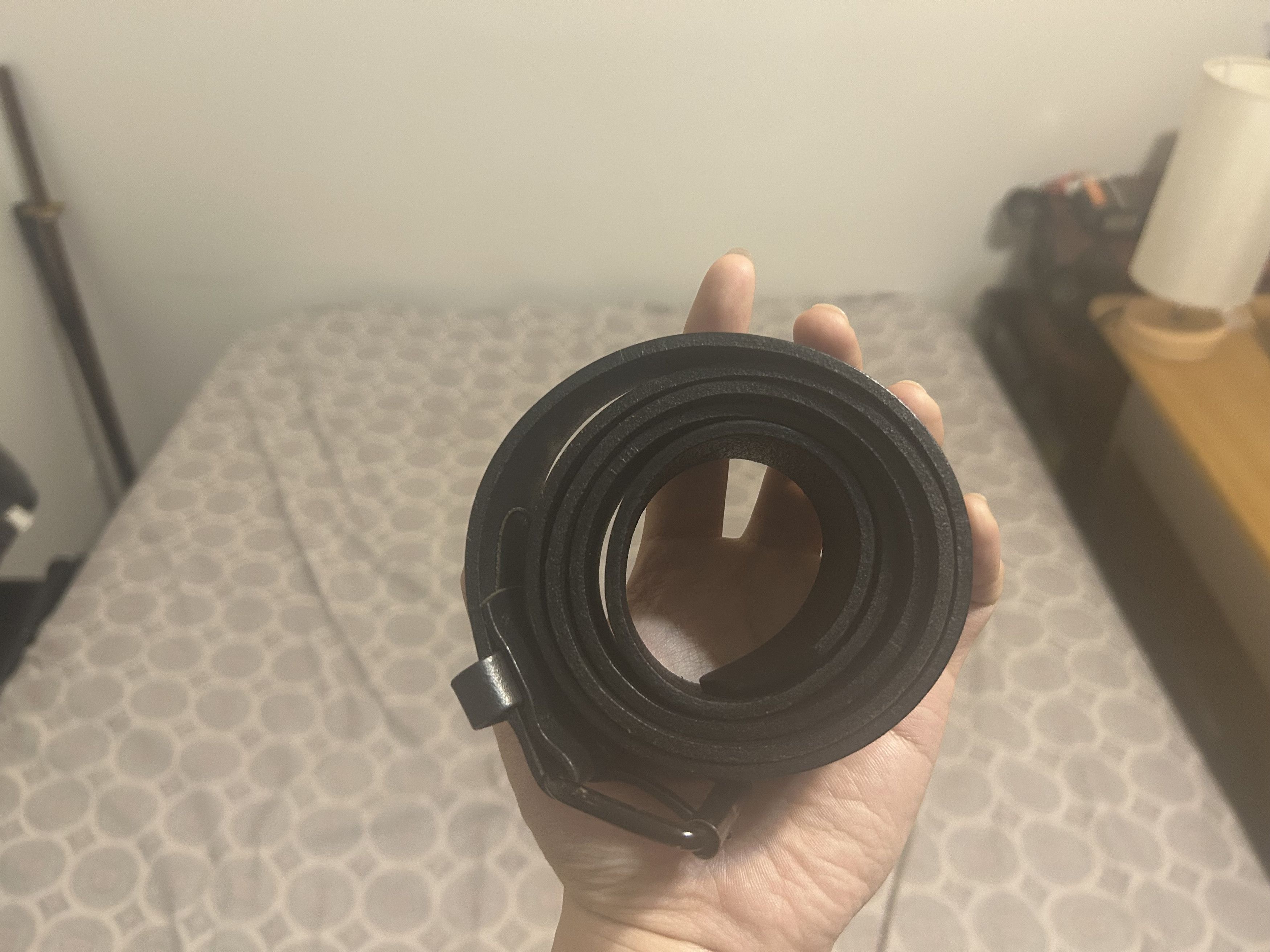 Other Black Leather on Black Buckle Belt Size 38 - 8 Thumbnail