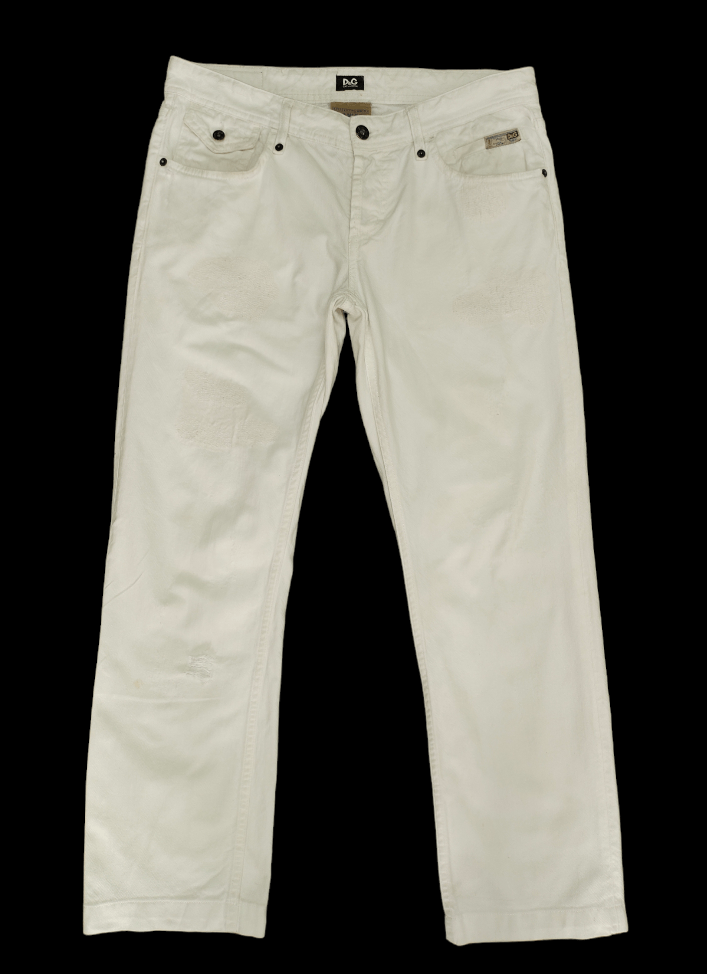 Dolce & Gabbana White Distressed Denim Jeans Regular Rise