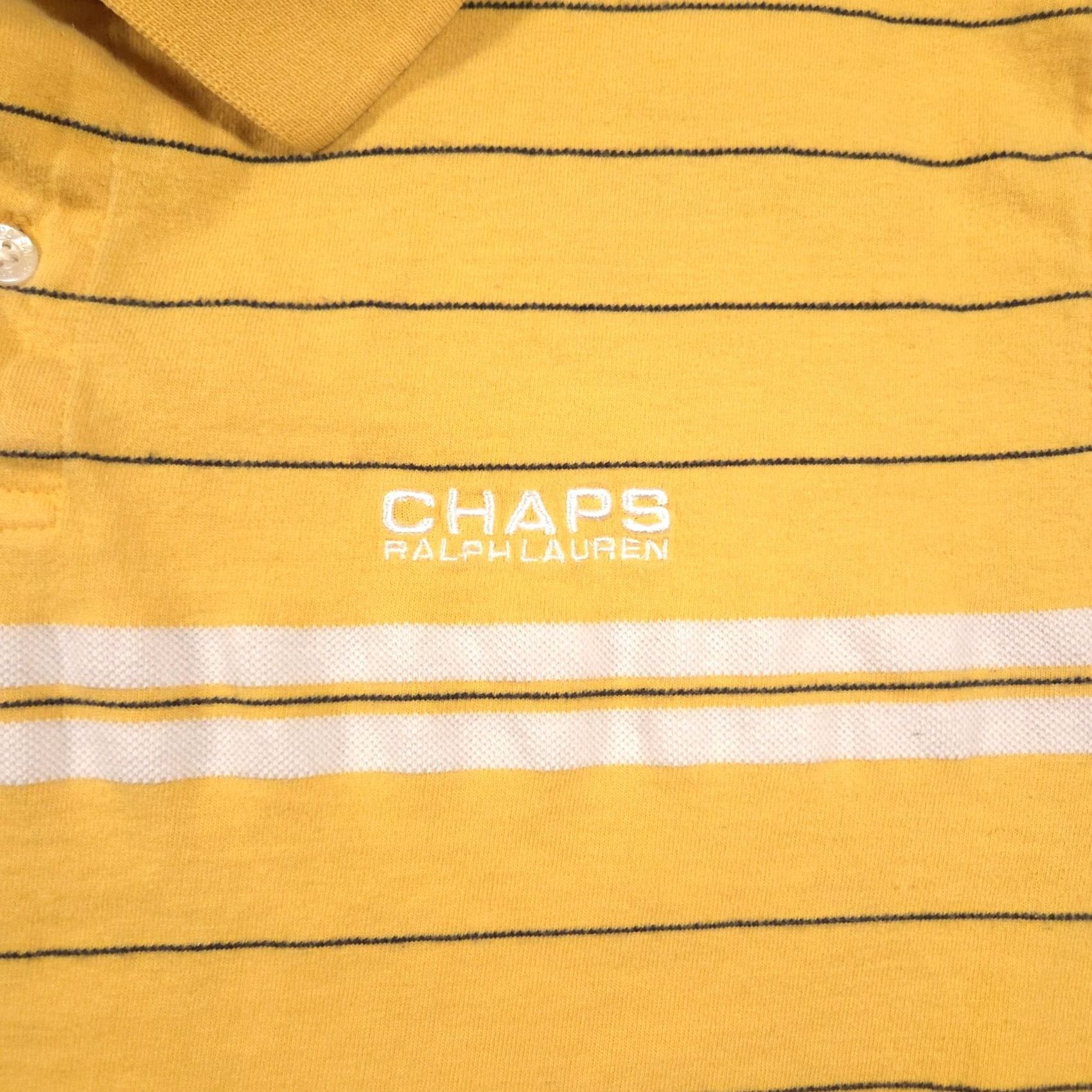 Chaps Chaps Ralph Lauren Polo Shirt Mens L Yellow Striped Embroidered Cotton Shirt Size US L / EU 52-54 / 3 - 4 Thumbnail