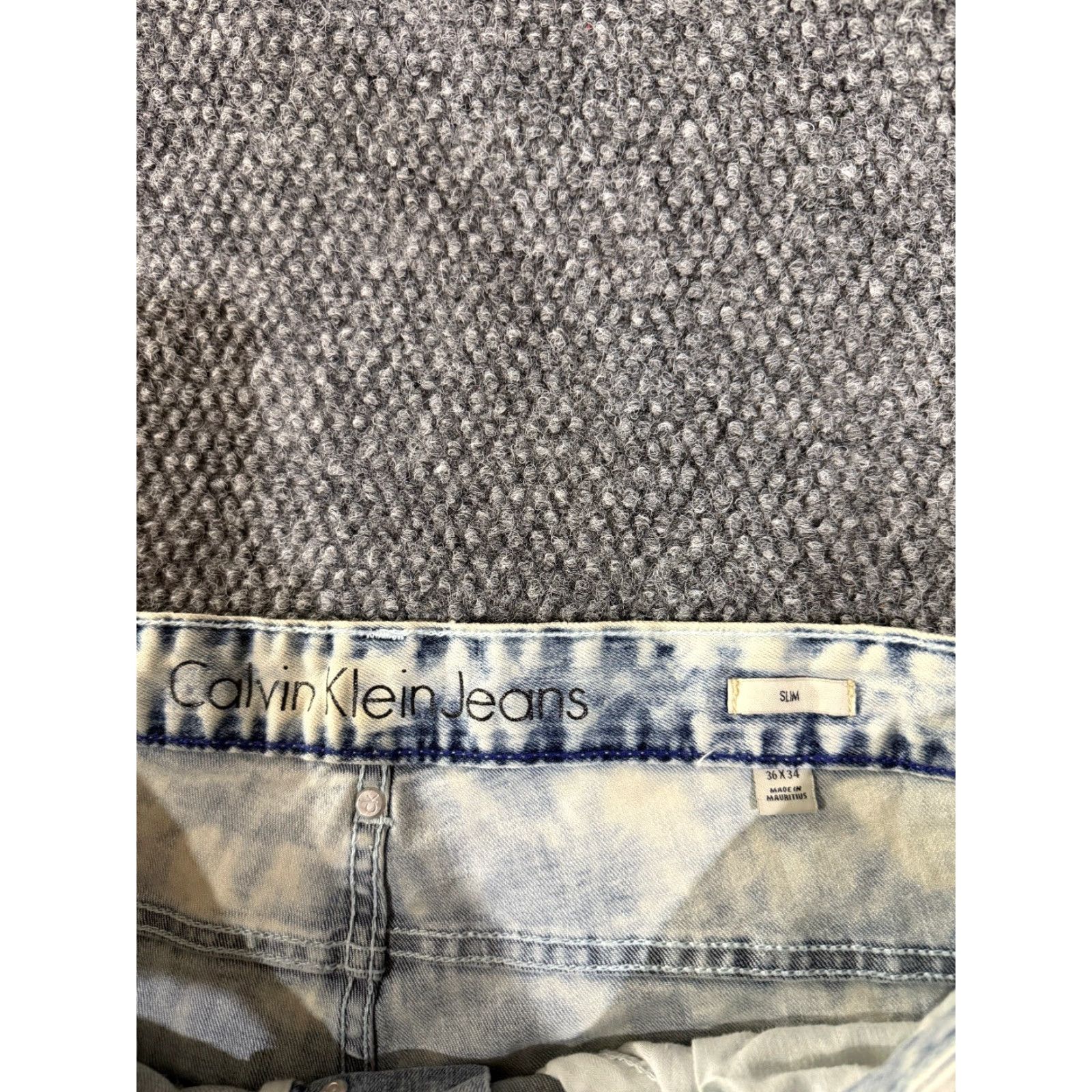 Calvin Klein Calvin Klein Jeans Jeans Mens 36x34 Blue Acid Wash Slim Graphic Denim Streetwear Vintage No Size US 36 / EU 52 - 5 Thumbnail