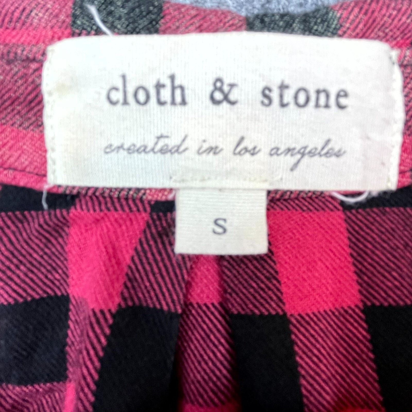 Anthropologie Cloth & Stone Shirt Women Small Red Black Plaid Grunge 90s Size S / US 4 / IT 40 - 4 Thumbnail