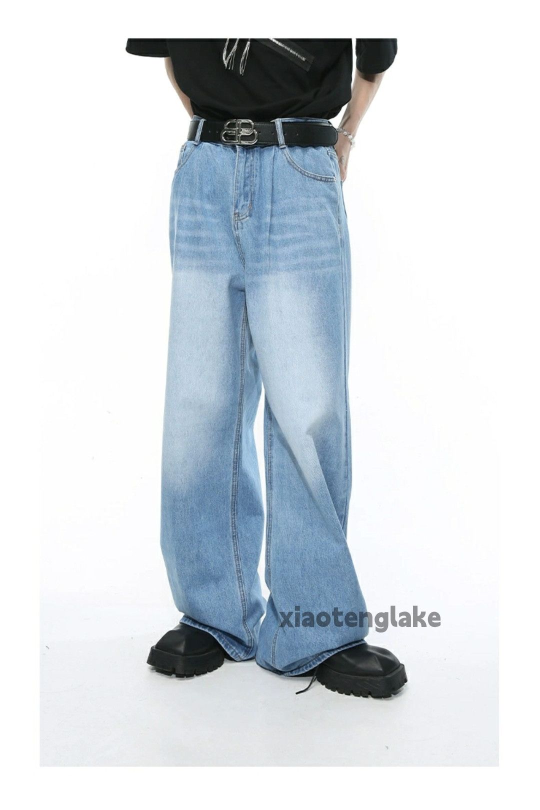 washed faded skate hiphop loose baggy flared jeans