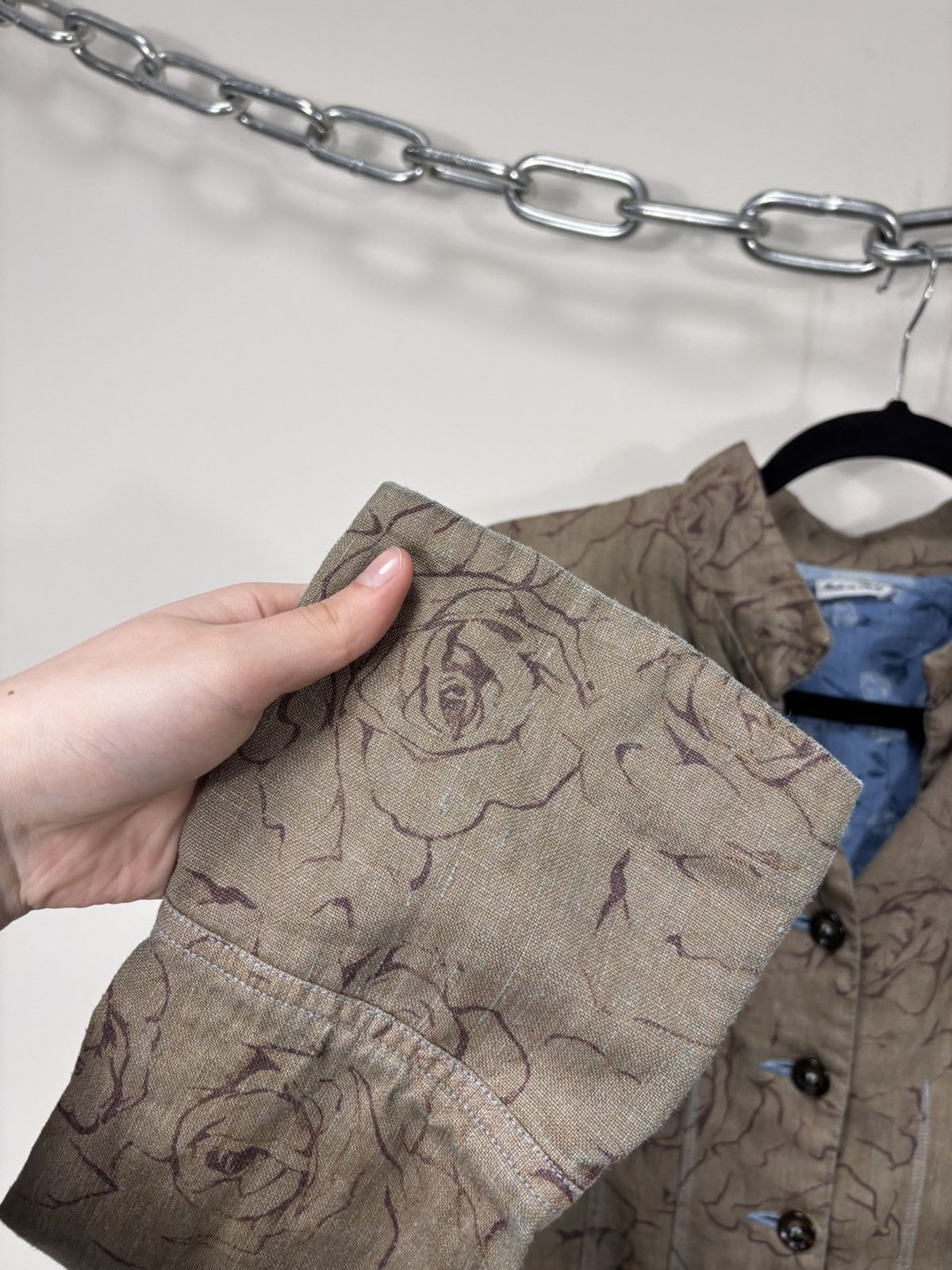 120% Lino 120% Lino Women’s Abstract Floral Brown Linen Blazer Jacket Size S / US 4 / IT 40 - 14 Thumbnail