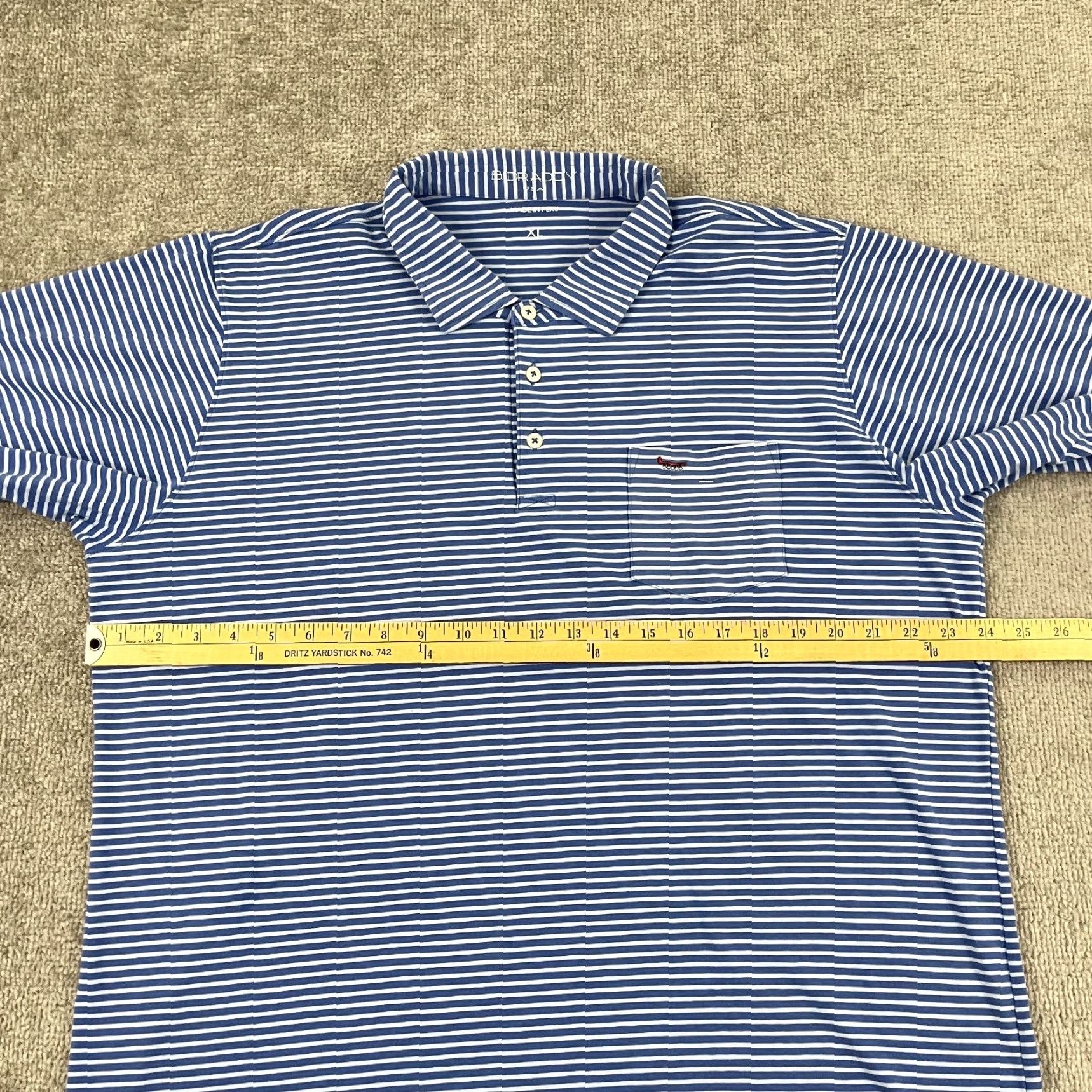 Vintage B. Draddy Polo Shirt Mens XL Blue White Striped Stretch Cotton Preppy Golf Logo Size US XL / EU 56 / 4 - 6 Thumbnail