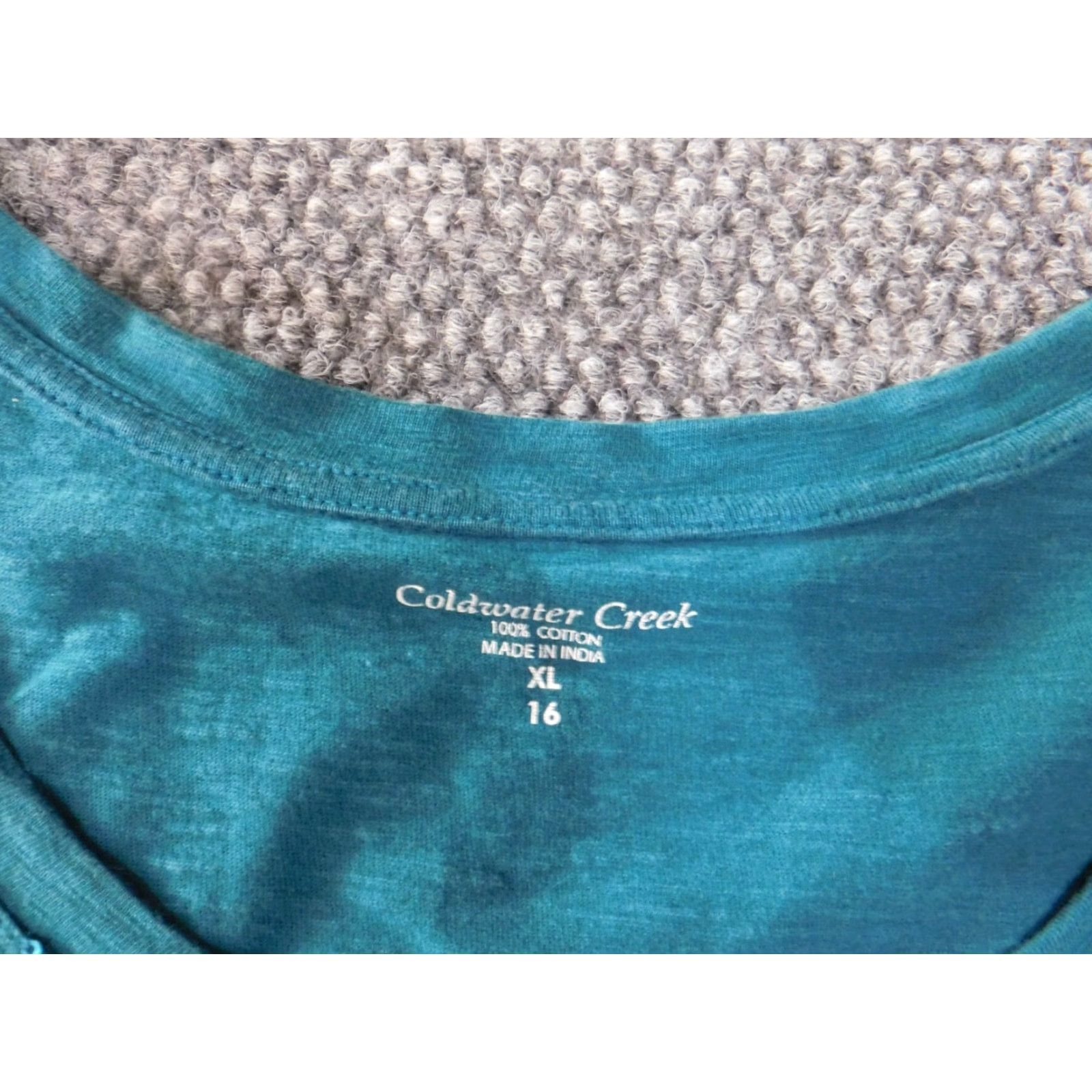 Coldwater Creek Coldwater Creek Blouse Shirt Women XL Green Beaded Crew Neck Short Sleeve Casual Cotton Rayon Geometric Vintage: No Size XL / US 12-14 / IT 48-50 - 5 Thumbnail