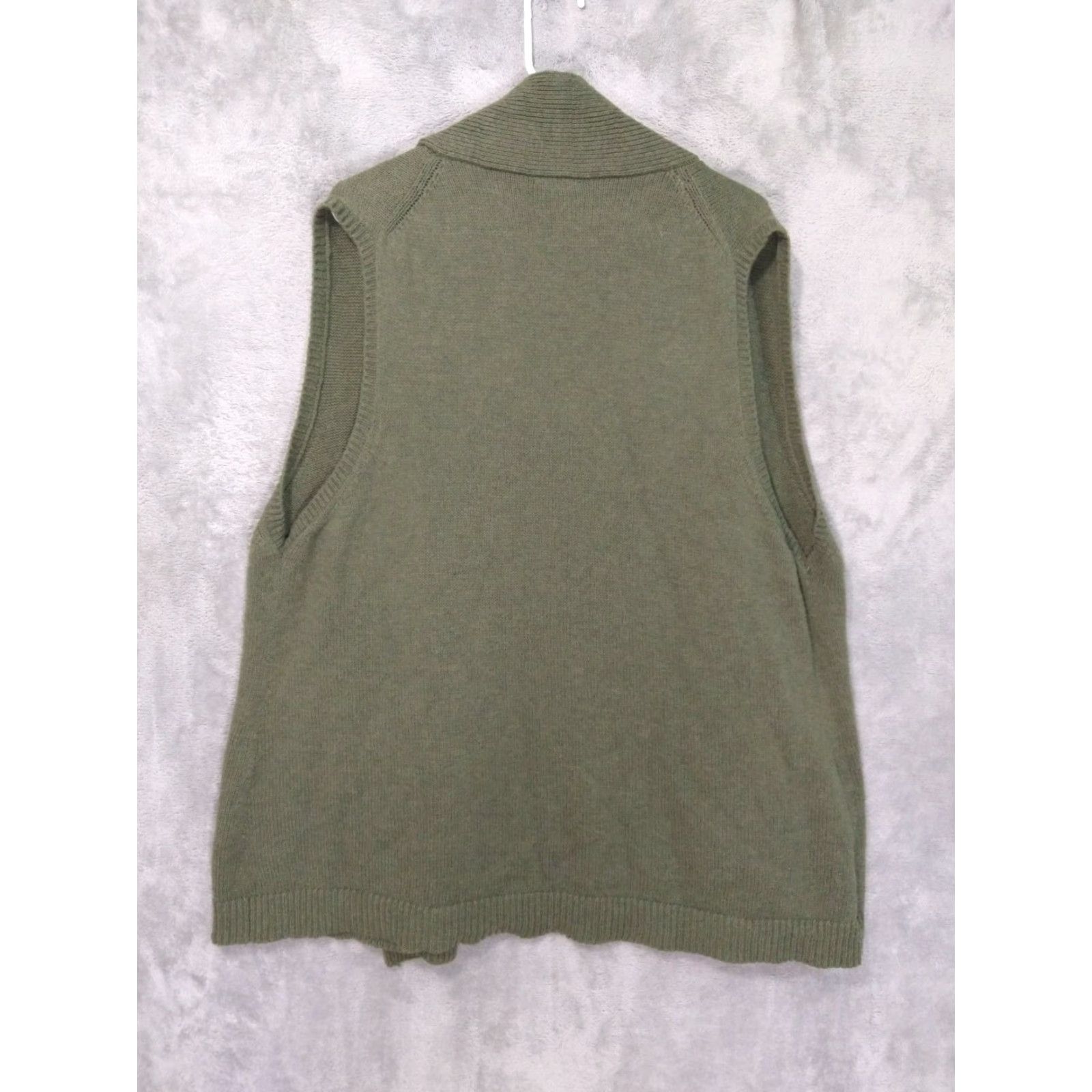 Talbots Talbots Women's Cardigan Vest Sweater 3X Green Sleeveless Open Front Knit Wool Blend Classic Preppy Womens Size XXL / US 16-18 / IT 52-54 - 2 Thumbnail
