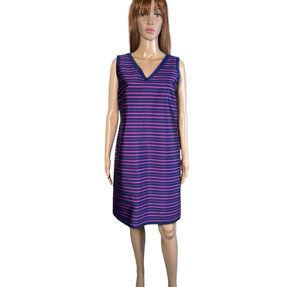 Talbots NWT New $199 Talbots Silk Blend V-Neck Stripe Dress Size 10 Size L / US 10 / IT 46 - 2 Thumbnail