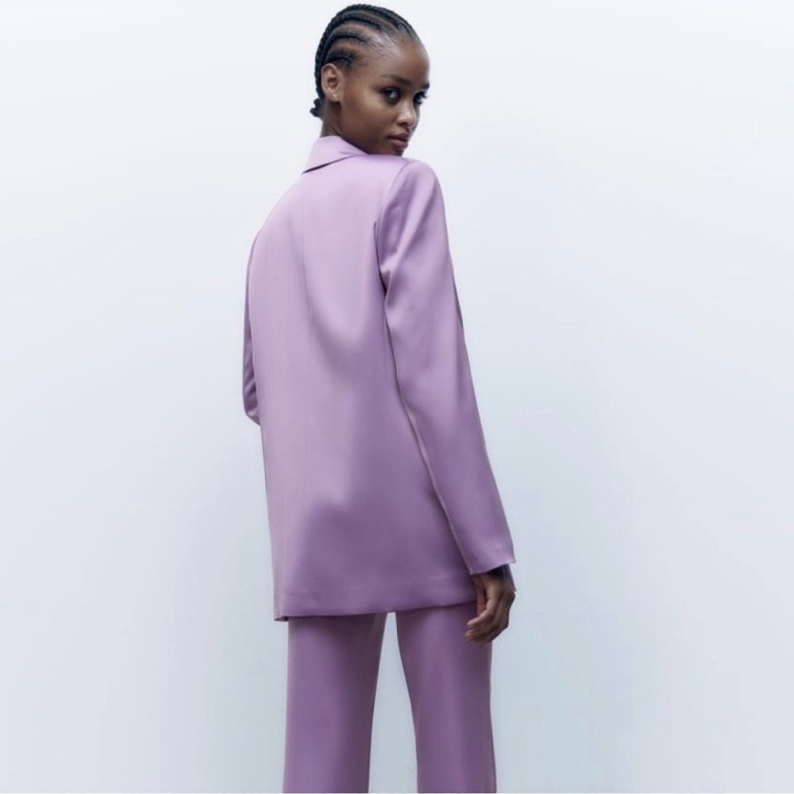 Zara ZARA SATIN EFFECT BLAZER LILAC Size XS / US 0-2 / IT 36-38 - 6 Thumbnail