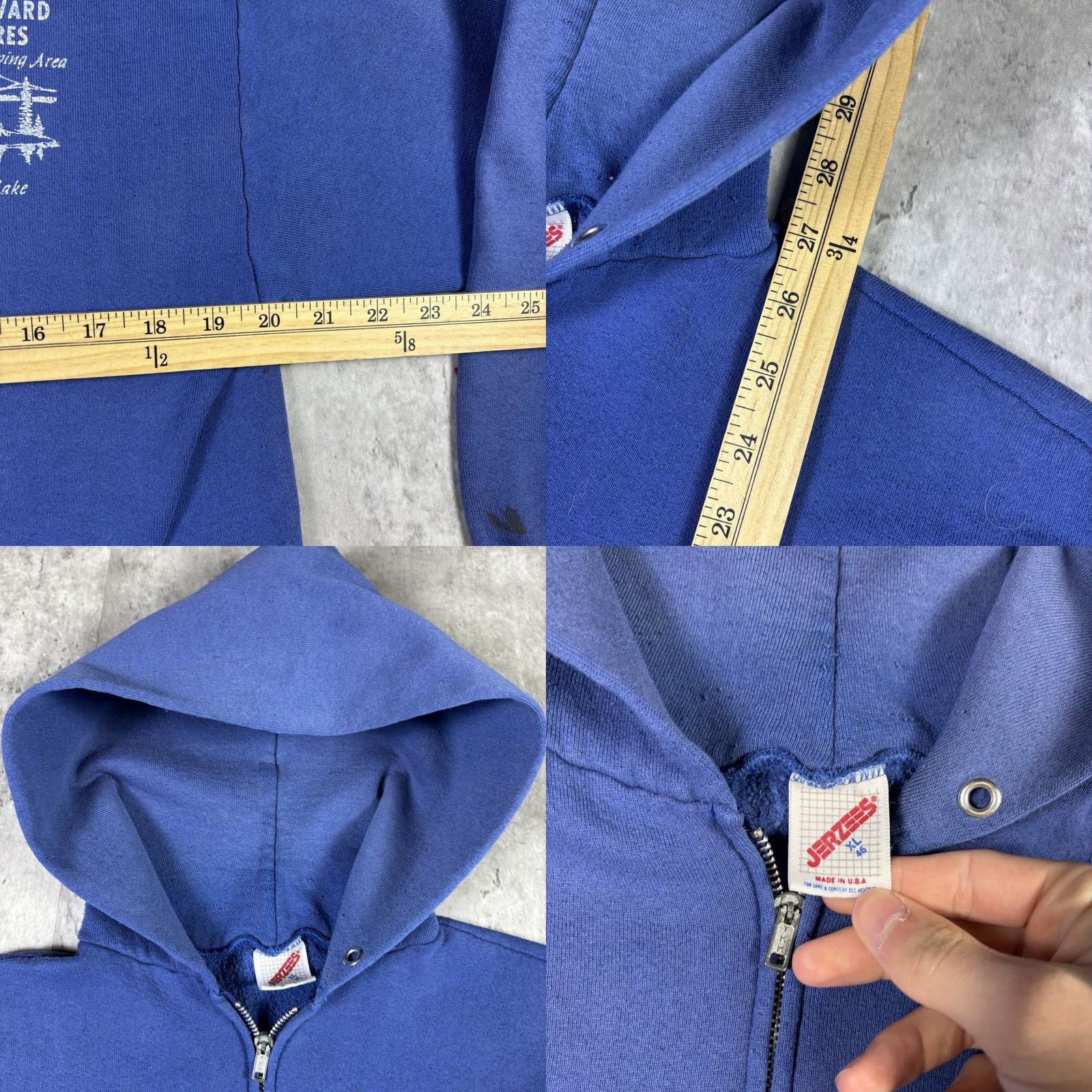 Jerzees VINTAGE Jerzees Hoodie XL Graphic Print Full Zip 80s Camping Blue Men Size US XL / EU 56 / 4 - 8 Thumbnail