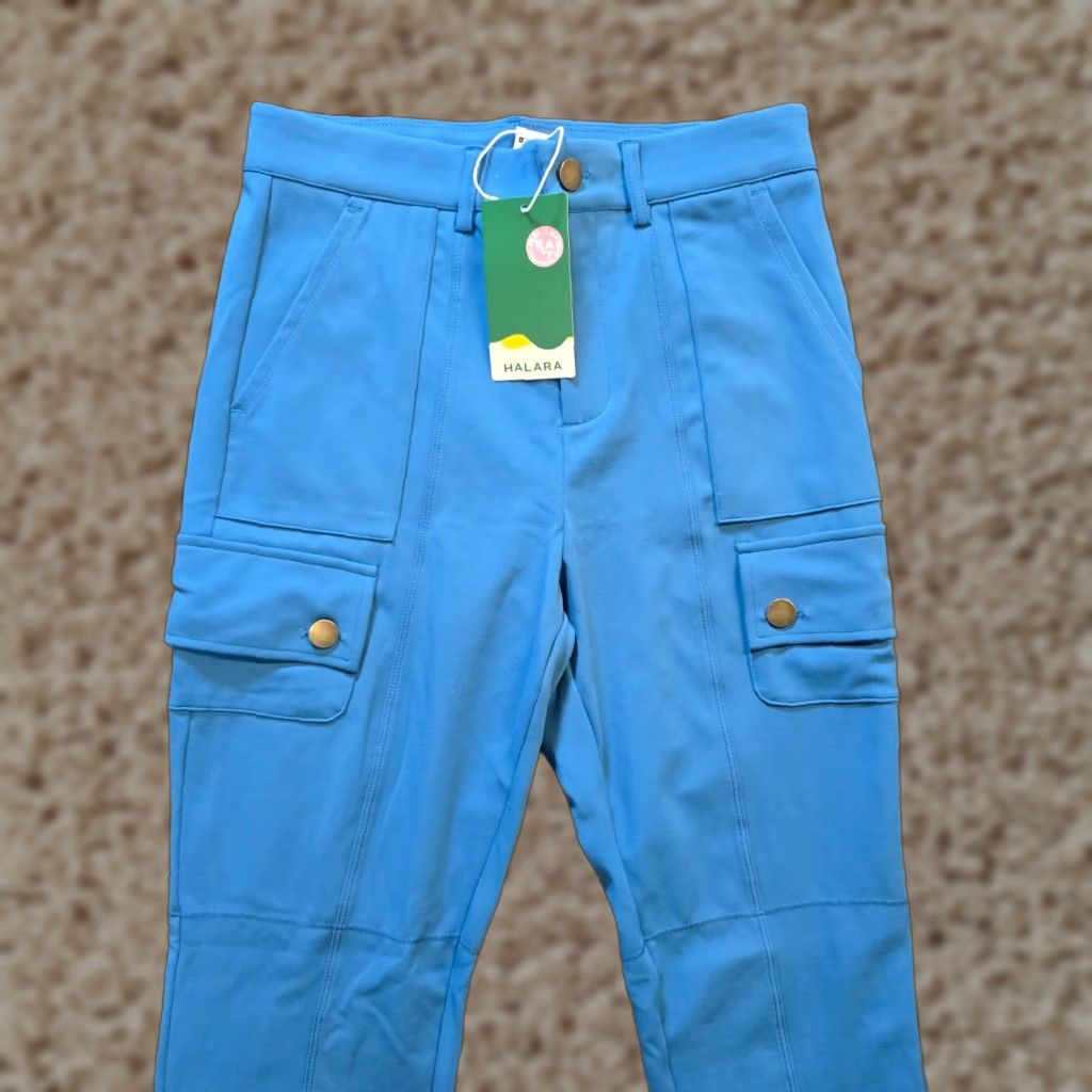 Vintage Halara Pants Womens Size Small Blue Stretch Skinny Cargo High Waist Ankle Casual Size 28" / US 6 / IT 42 - 1 Thumbnail