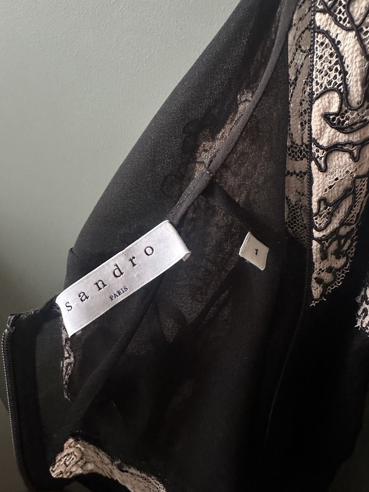 Sandro Sandro Paris Black Sheer Lace Panel Cocktail Dress Size 1 Size S / US 4 / IT 40 - 5 Thumbnail