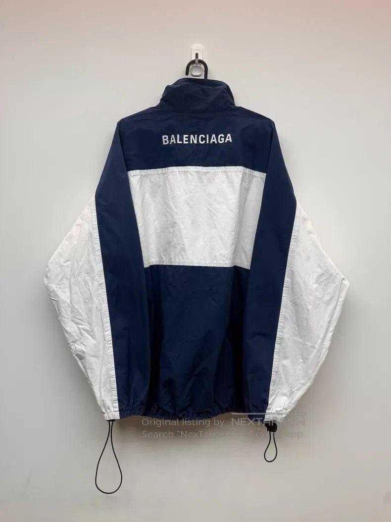 Balenciaga Balenciaga Blue and White Embroidered Logo Patchwork Windb Size US M / EU 48-50 / 2 - 1 Thumbnail