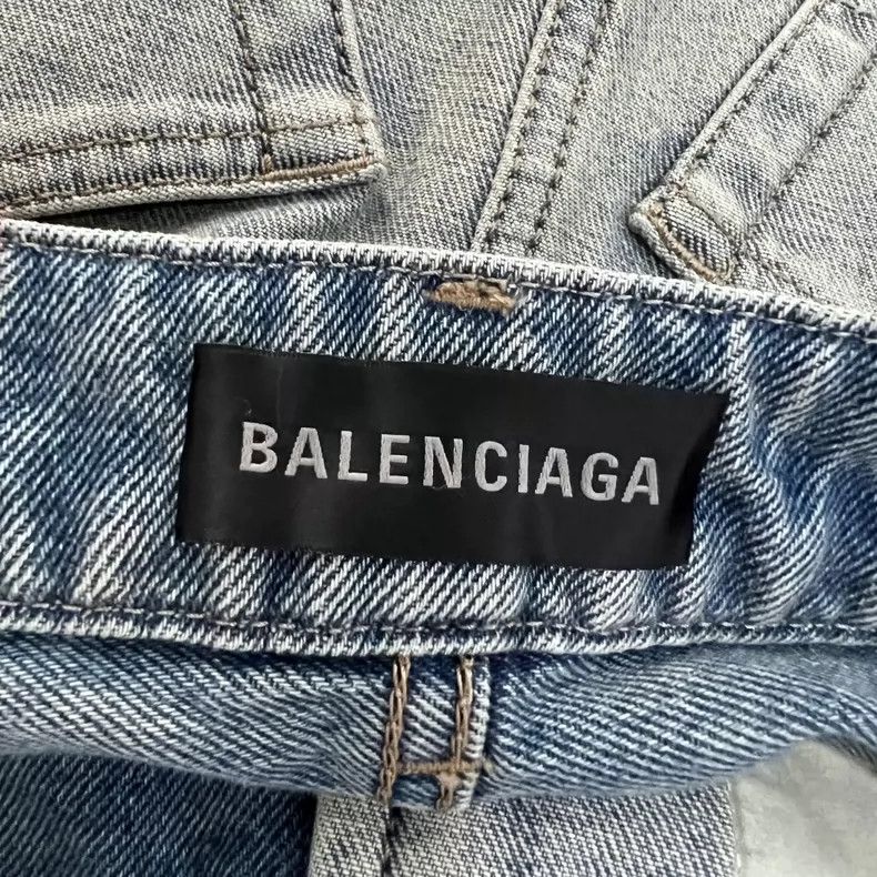 Balenciaga Balenciaga Light Blue Washed Denim Skirt Size 33" - 3 Thumbnail